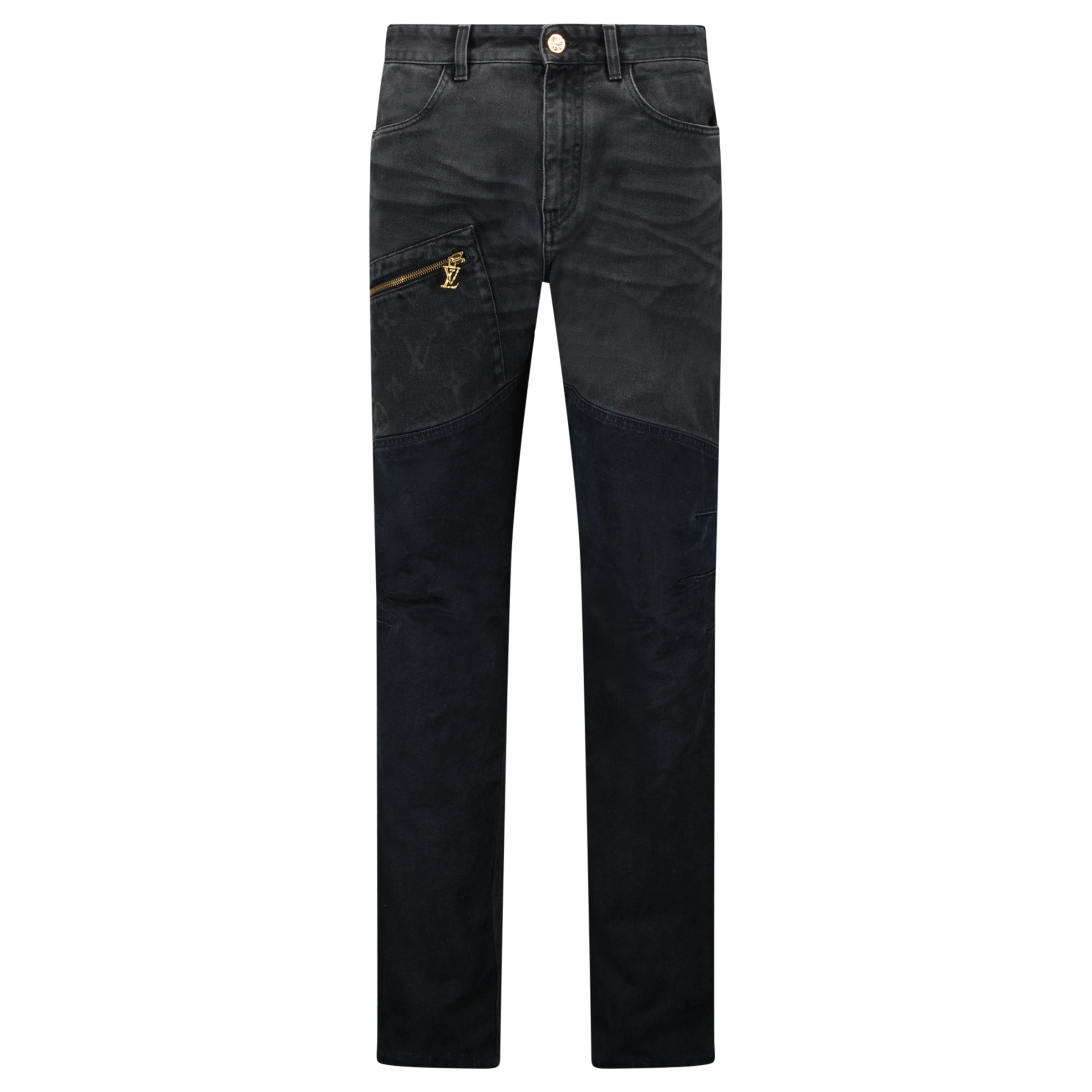 LOUIS VUITTON DARK GREY / BLACK MONOGRAM JEANS - 31 W / 32L (Fits 34W) - Affluent ArchivesUsed HIGH END DESIGNER CLOTHING