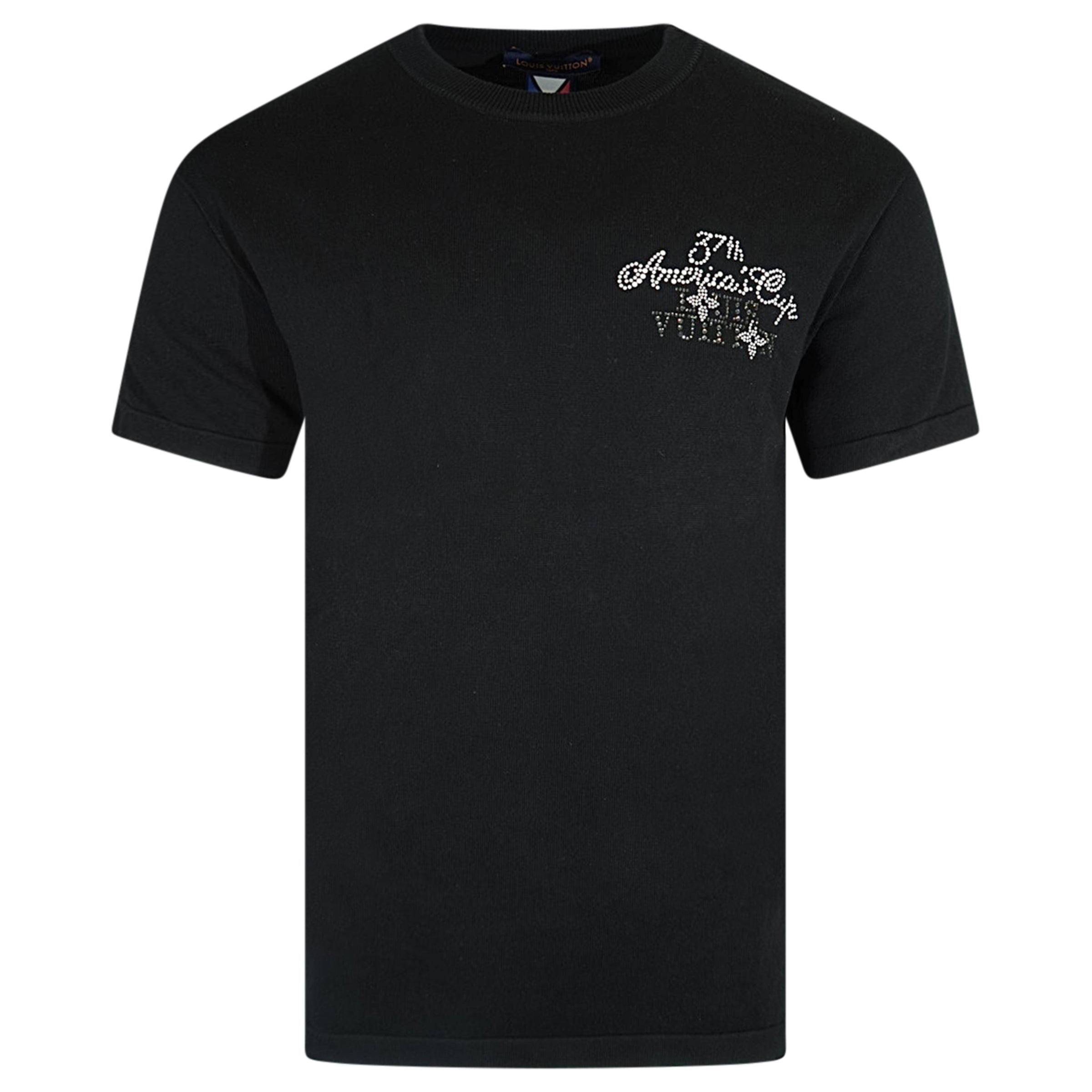LOUIS VUITTON EMBROIDERED T SHIRT BLACK - MEDIUM (Fits Large) | PRE OWNED - Affluent ArchivesUsed HIGH END DESIGNER CLOTHING