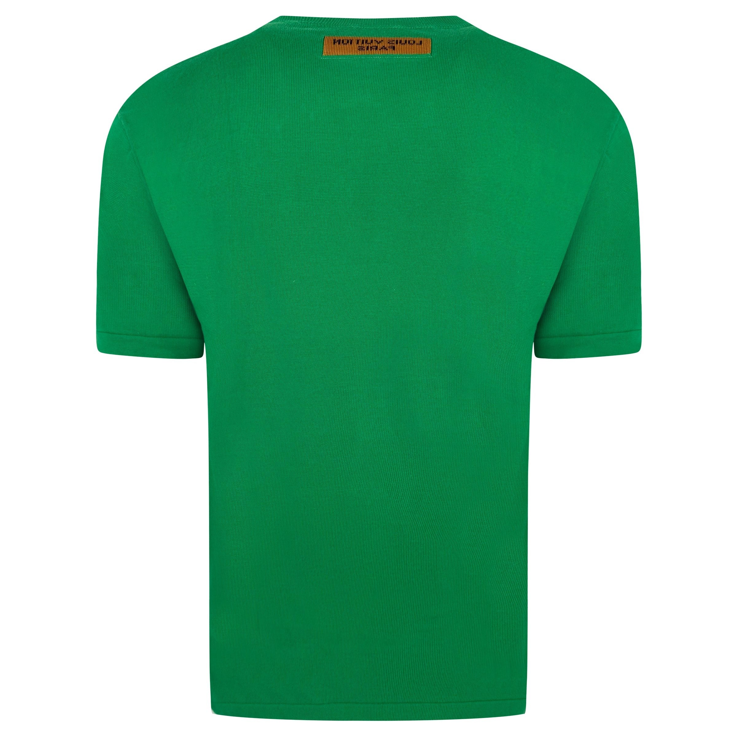 LOUIS VUITTON GREEN KNITTED LOGO T SHIRT - SMALL | PRE OWNED - Affluent ArchivesUsed HIGH END DESIGNER CLOTHING