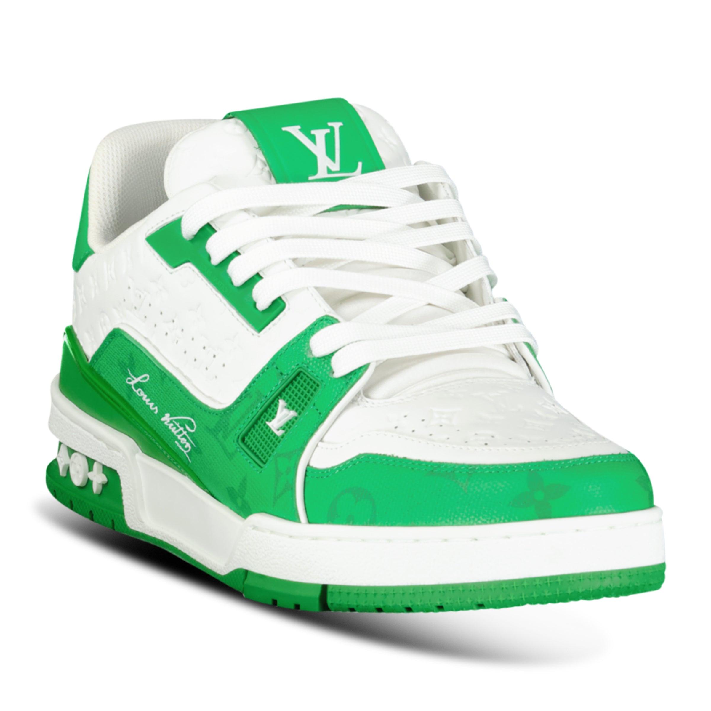 LOUIS VUITTON GREEN / WHITE LV '54' SNEAKER - UK 7 `(Fit 8) NEW - Affluent ArchivesUsed HIGH END DESIGNER CLOTHING