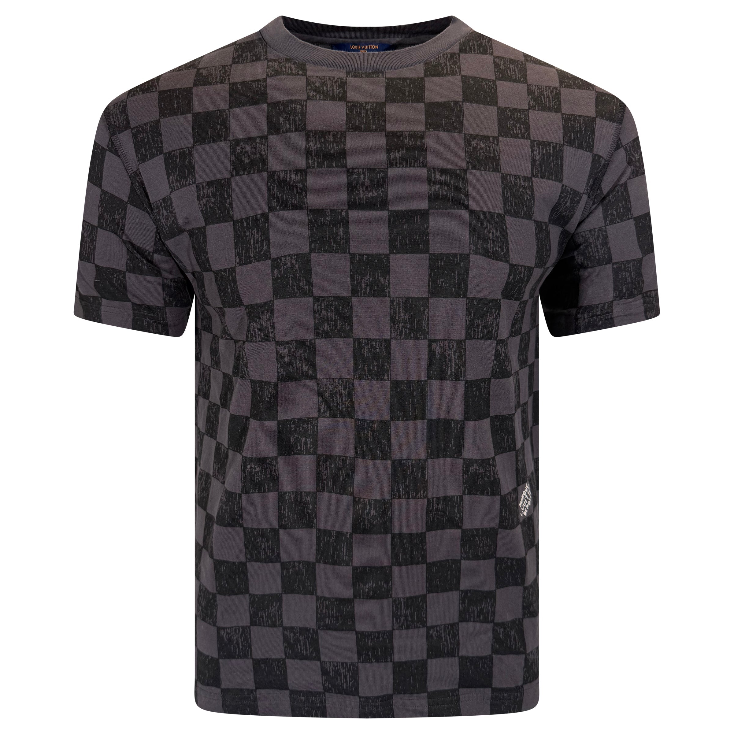 LOUIS VUITTON GREY DAMIER MARQUE DEOPOSEE T SHIRT - MEDIUM | PRE OWNED - Affluent ArchivesUsed HIGH END DESIGNER CLOTHING