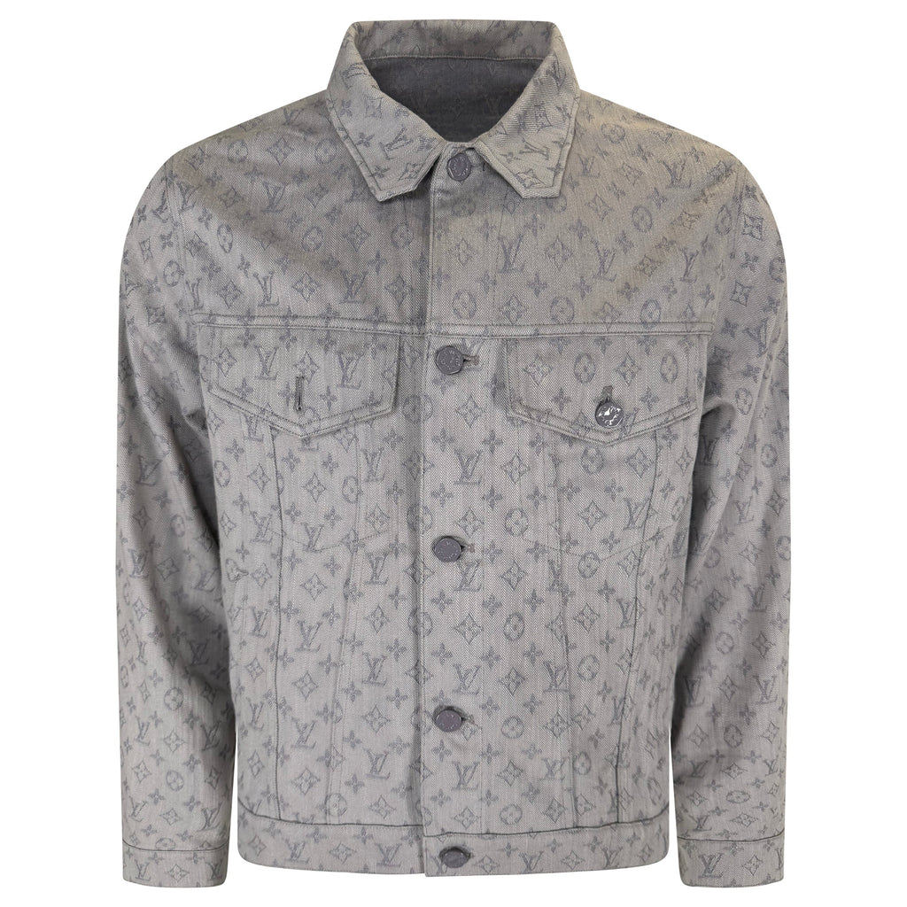 LOUIS VUITTON GREY DENIM MONOGRAM JACKET - 3XL (Fits XL) - Affluent ArchivesUsed HIGH END DESIGNER CLOTHING