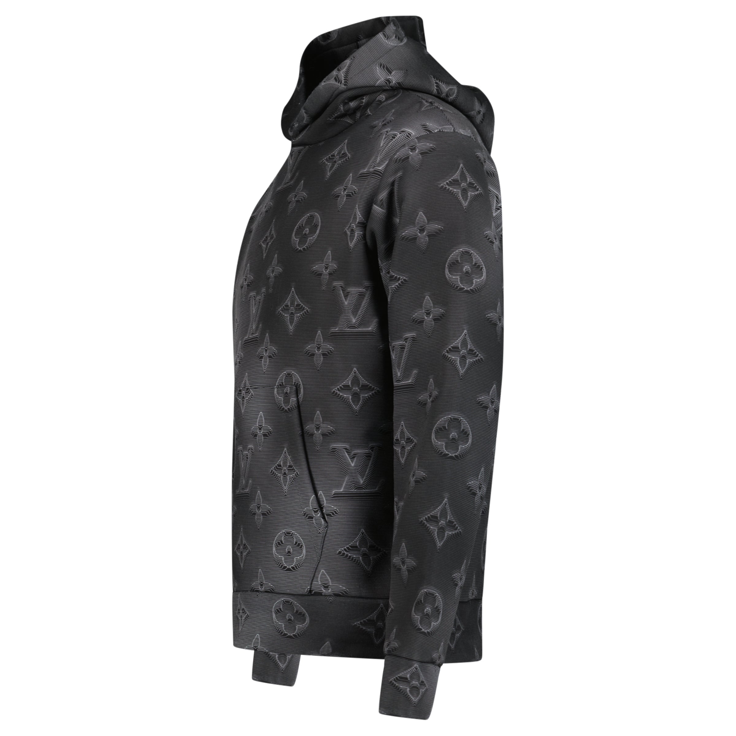 LOUIS VUITTON GREY ILLUSION HOODIE - XS | PRE OWNED - Affluent ArchivesUsed HIGH END DESIGNER CLOTHING