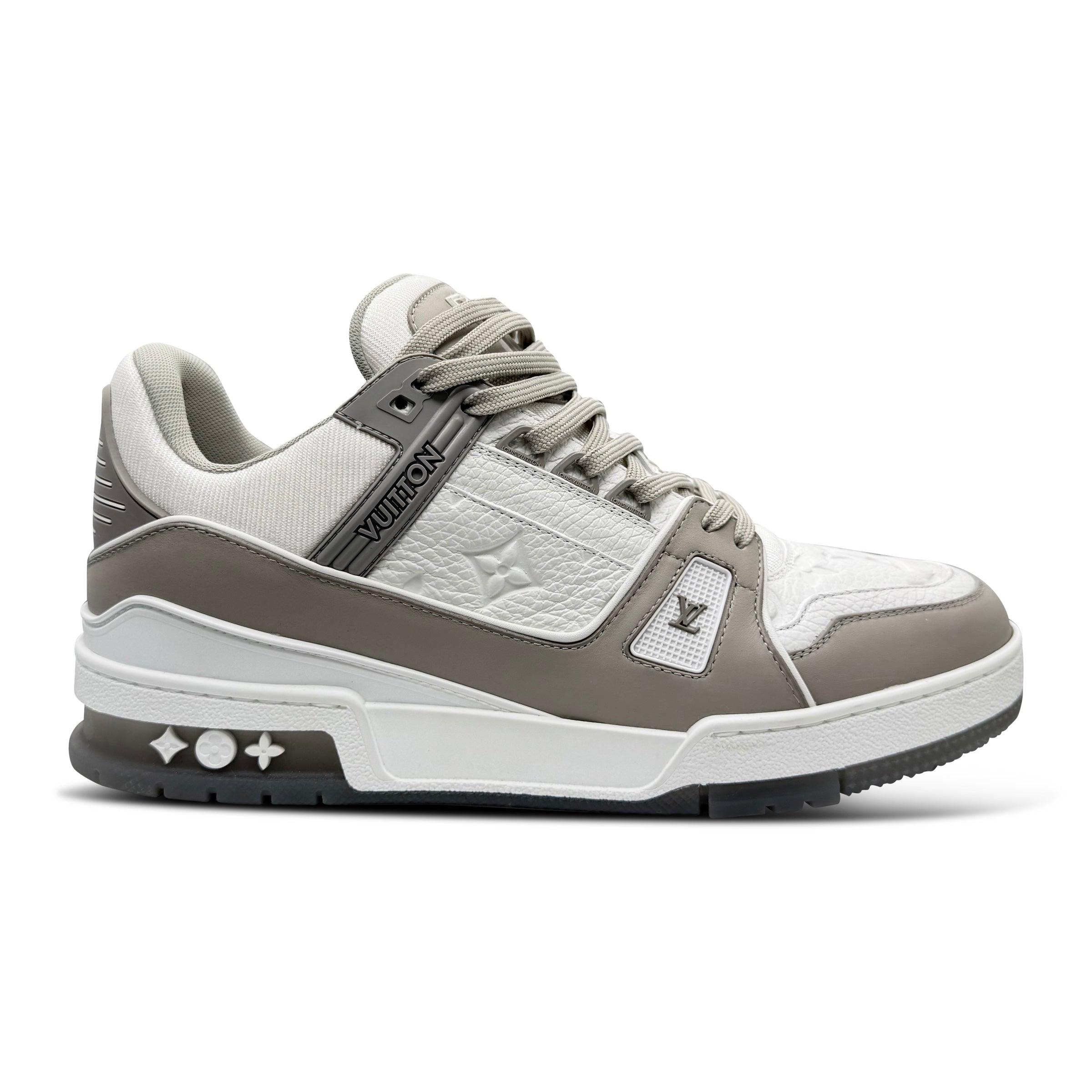 LOUIS VUITTON GREY LV SNEAKER - UK 7 (Fit 8) - Affluent ArchivesUsed HIGH END DESIGNER CLOTHING