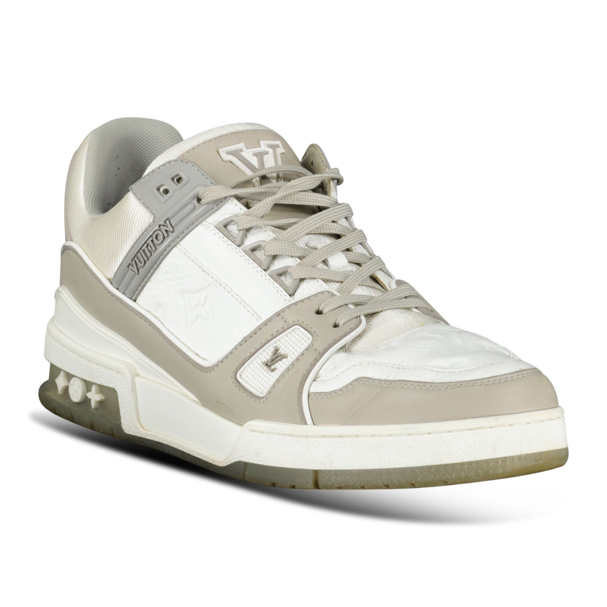 LOUIS VUITTON GREY LV SNEAKER - UK 8.5 (Fit 9.5) - Affluent ArchivesUsed HIGH END DESIGNER CLOTHING