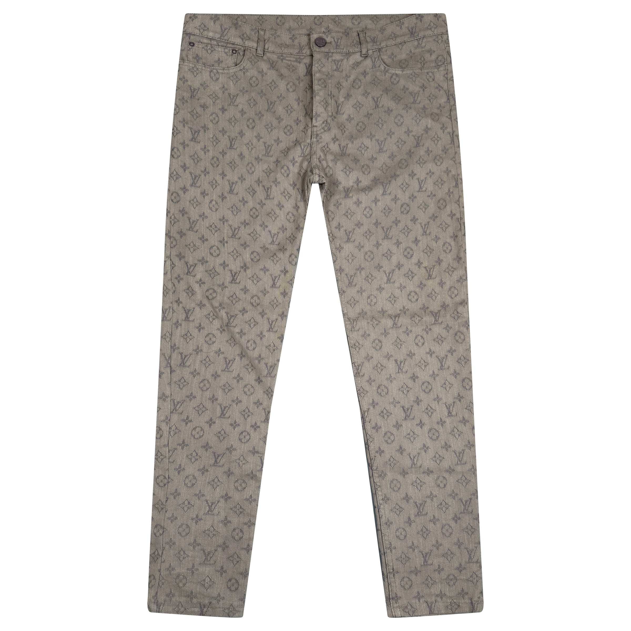 LOUIS VUITTON GREY MONOGRAM JEANS - 36W / 31L - Affluent ArchivesUsed HIGH END DESIGNER CLOTHING
