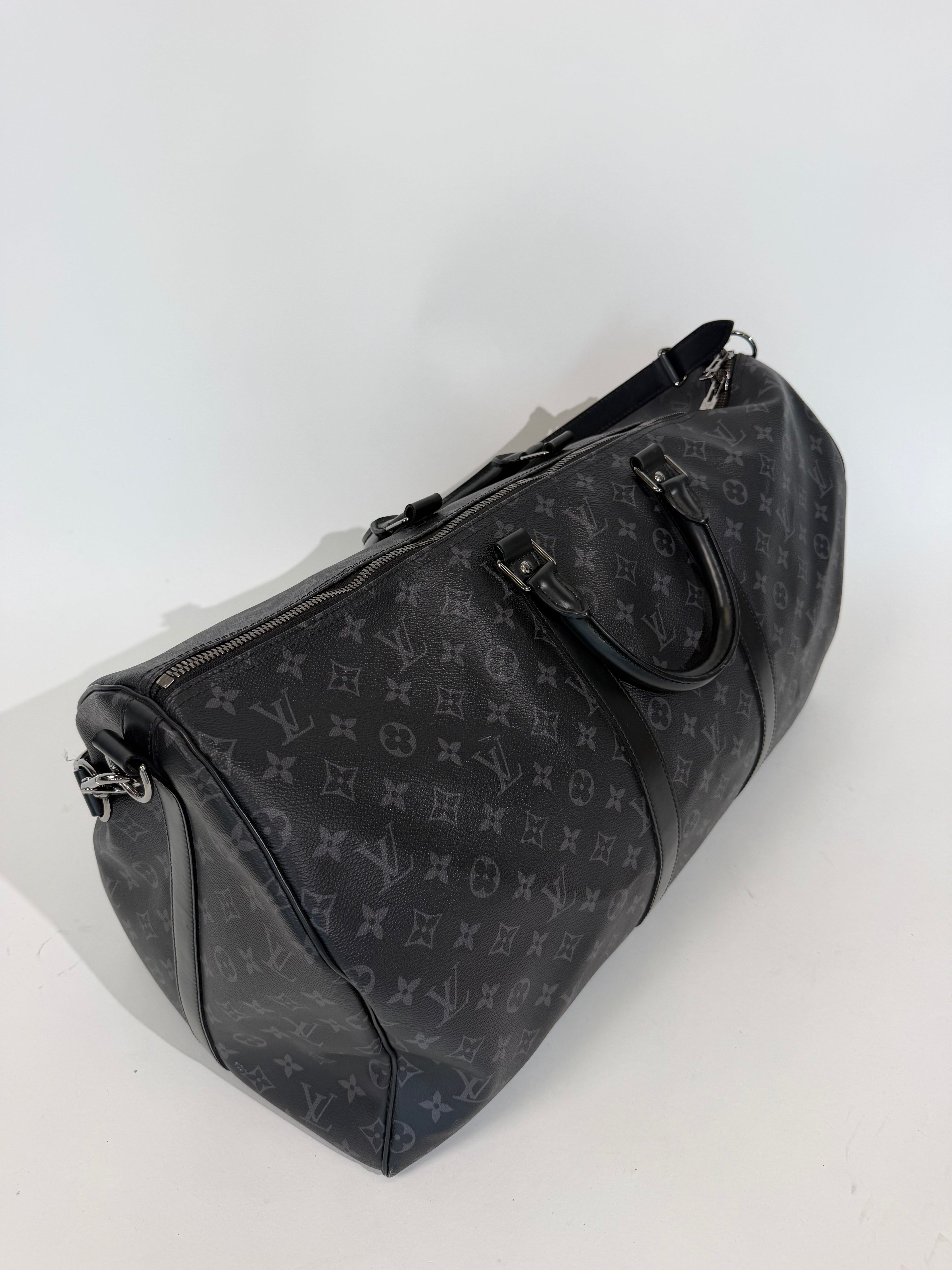 LOUIS VUITTON GREY MONOGRAM KEEPALL 55 | PRE OWNED - Affluent ArchivesUsed HIGH END DESIGNER CLOTHING