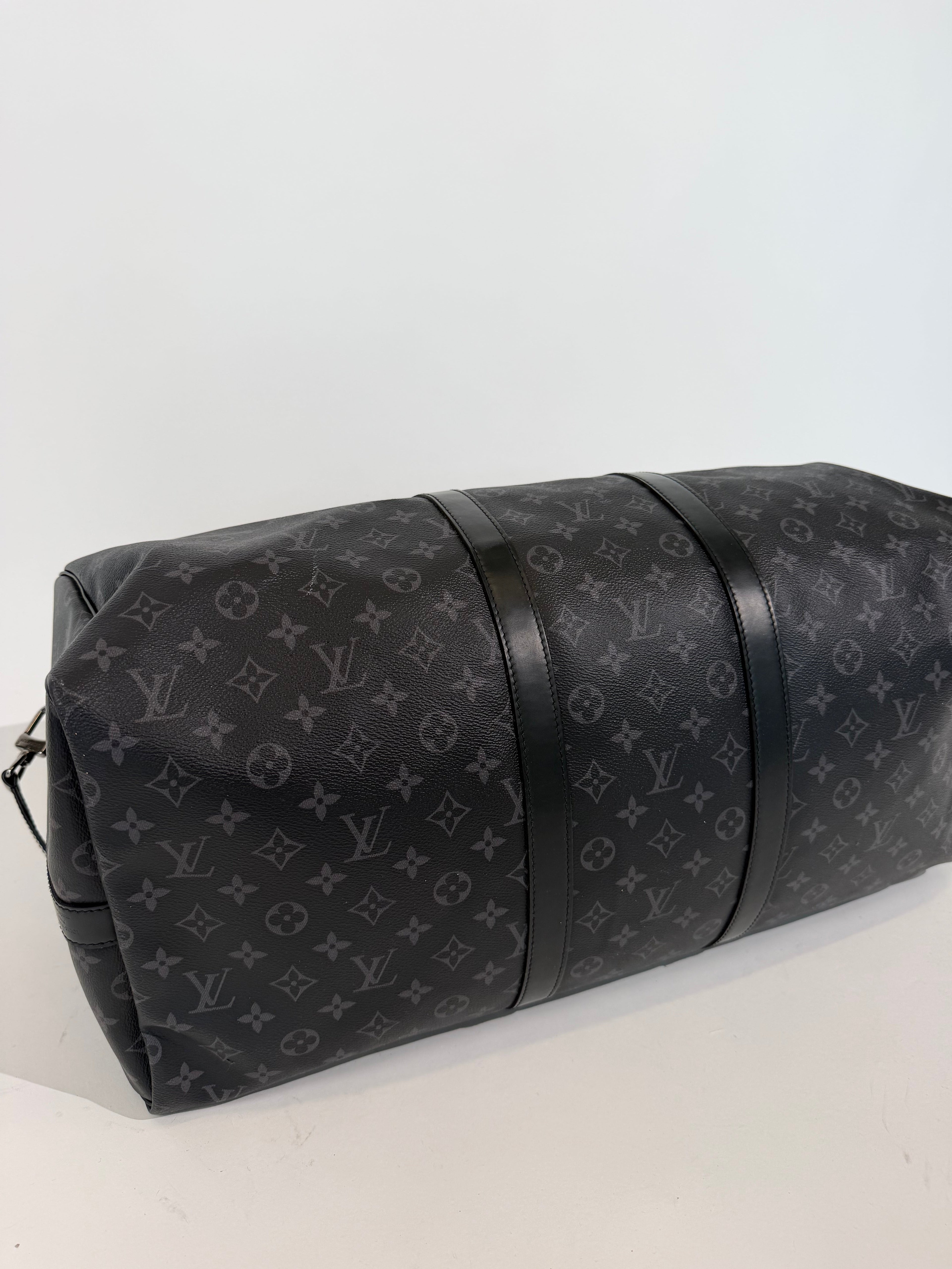LOUIS VUITTON GREY MONOGRAM KEEPALL 55 | PRE OWNED - Affluent ArchivesUsed HIGH END DESIGNER CLOTHING