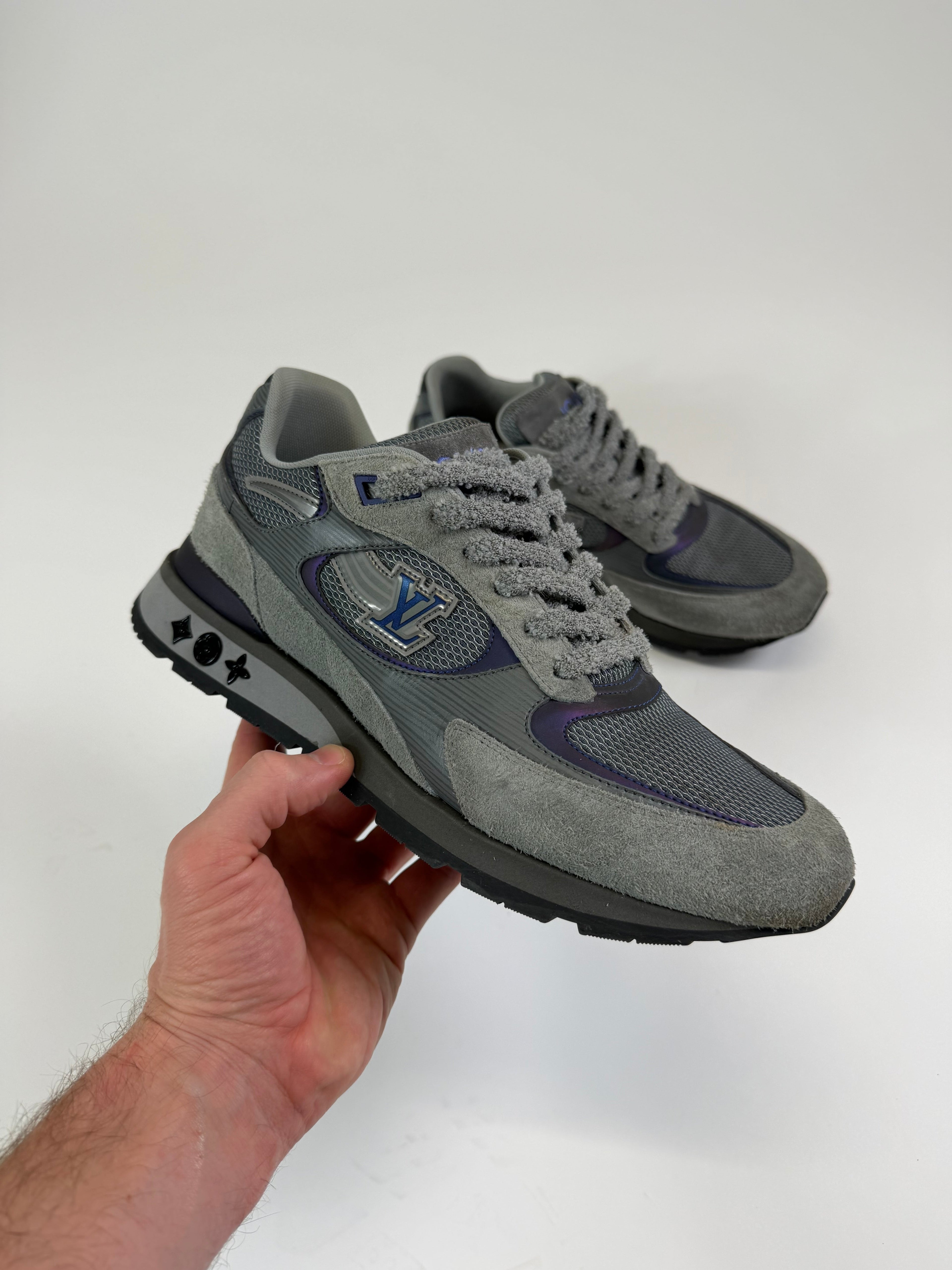 LOUIS VUITTON GREY SUEDE RUNAWAY TRAINER - UK 9 (Fits 10) - Affluent ArchivesUsed HIGH END DESIGNER CLOTHING