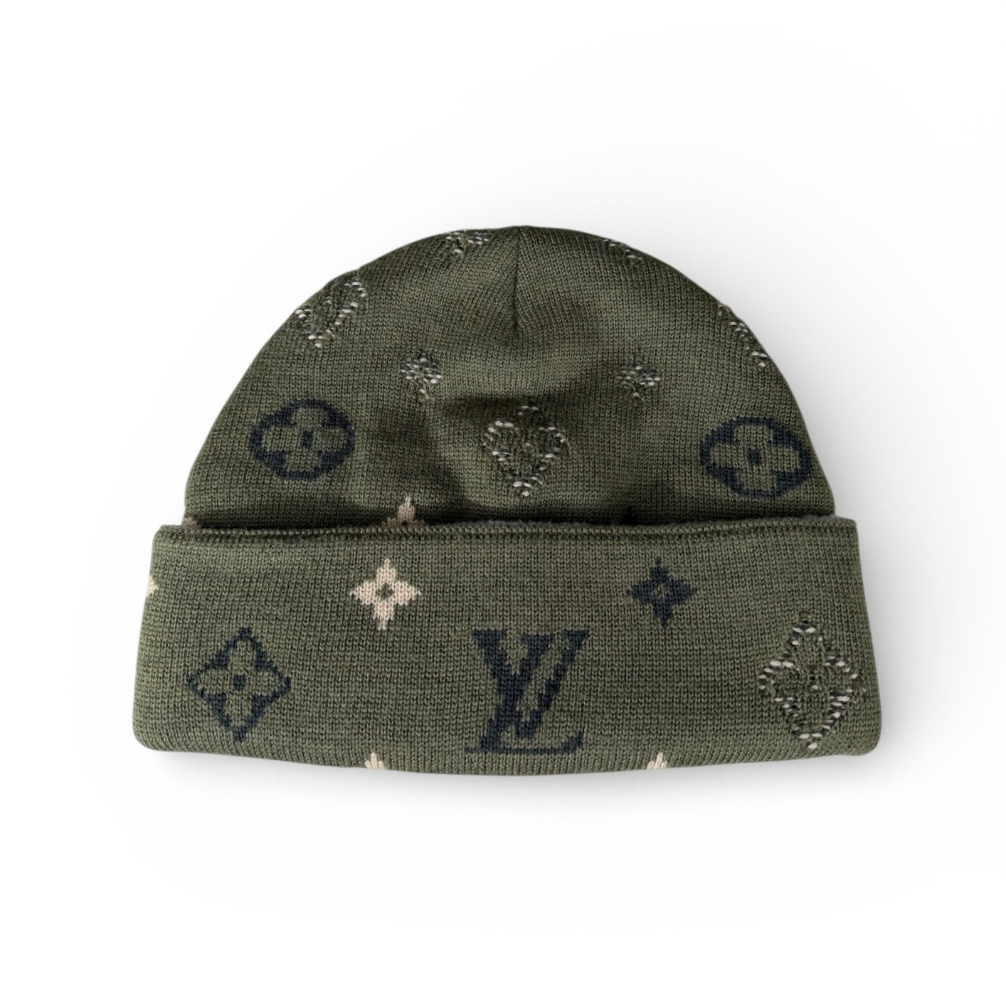 LOUIS VUITTON KHAKI MONOGRAM BEANIE - NEW - Affluent ArchivesUsed HIGH END DESIGNER CLOTHING