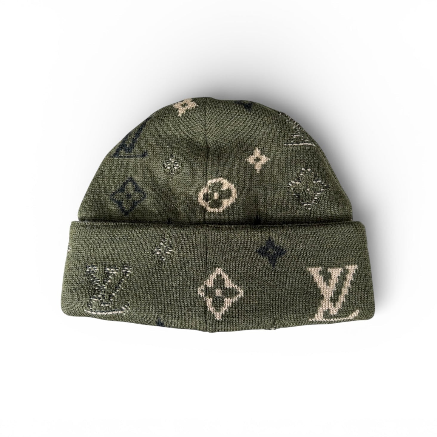 LOUIS VUITTON KHAKI MONOGRAM BEANIE - NEW - Affluent ArchivesUsed HIGH END DESIGNER CLOTHING