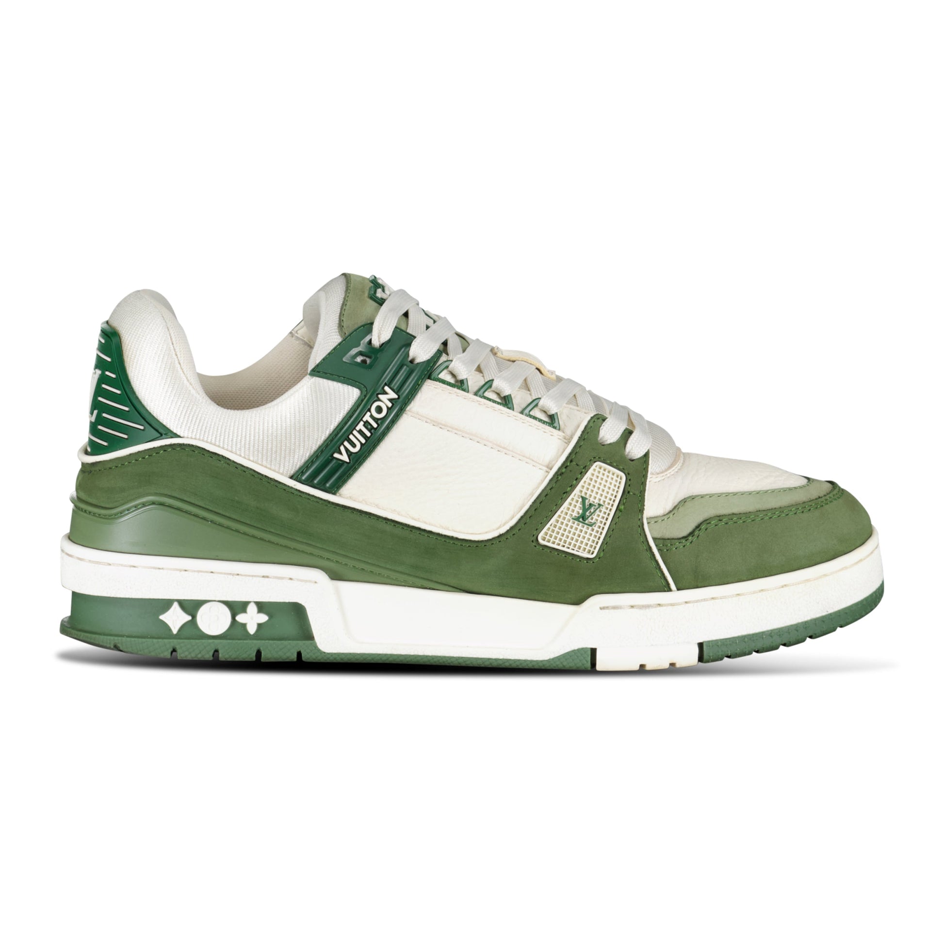 LOUIS VUITTON KHAKI / WHITE TRAINER - UK 6 (Fit 7) - Affluent ArchivesUsed HIGH END DESIGNER CLOTHING