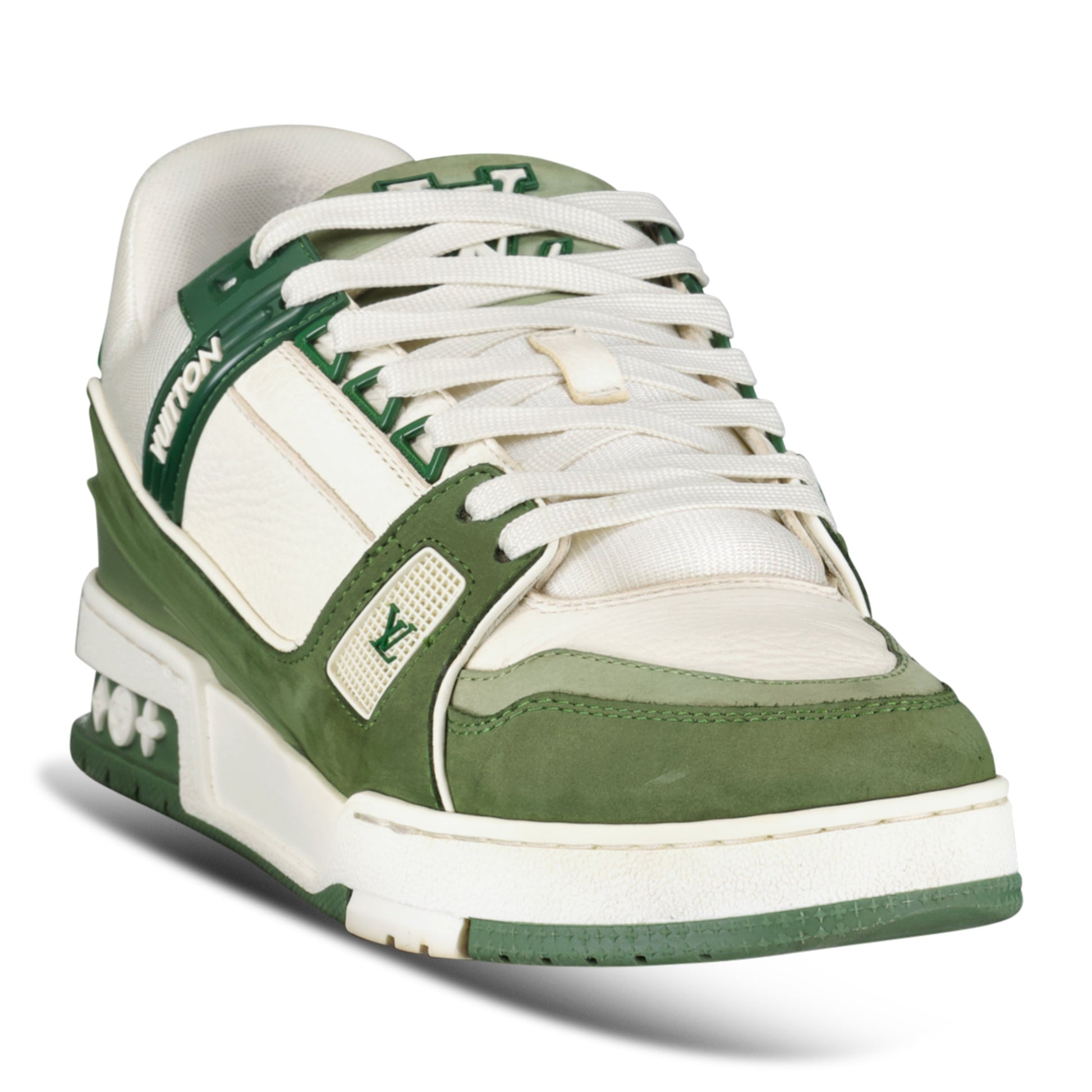 LOUIS VUITTON KHAKI / WHITE TRAINER - UK 6 (Fit 7) - Affluent ArchivesUsed HIGH END DESIGNER CLOTHING