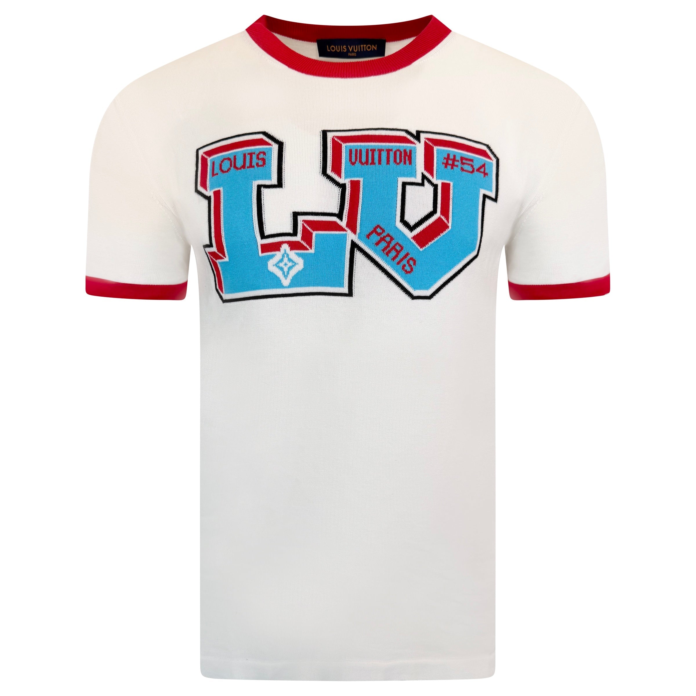 LOUIS VUITTON KNITTED LV LOGO T SHIRT - MEDIUM | PRE OWNED - Affluent ArchivesUsed HIGH END DESIGNER CLOTHING