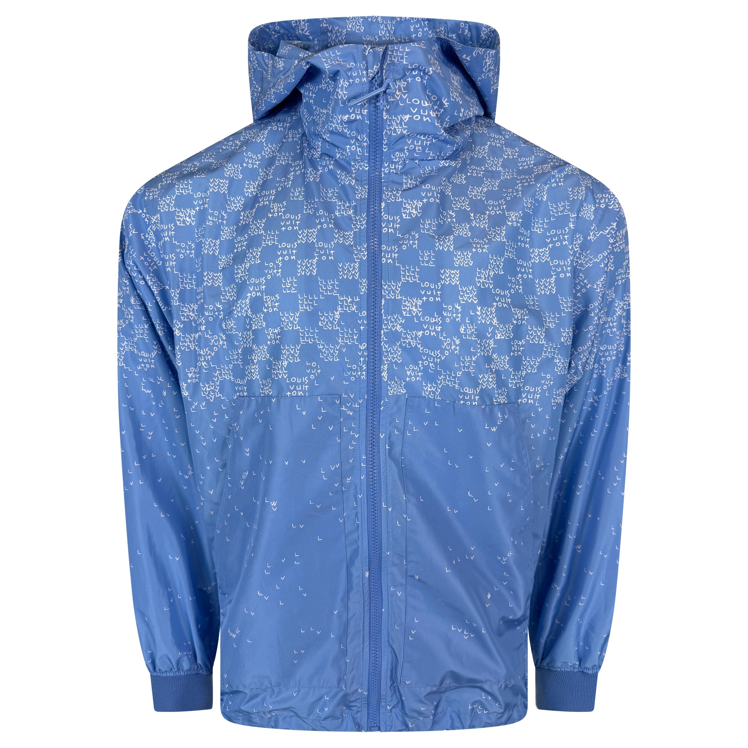 LOUIS VUITTON LIGHT BLUE LV SPREAD WINDBREAKER - XL | PRE OWNED - Affluent ArchivesUsed HIGH END DESIGNER CLOTHING