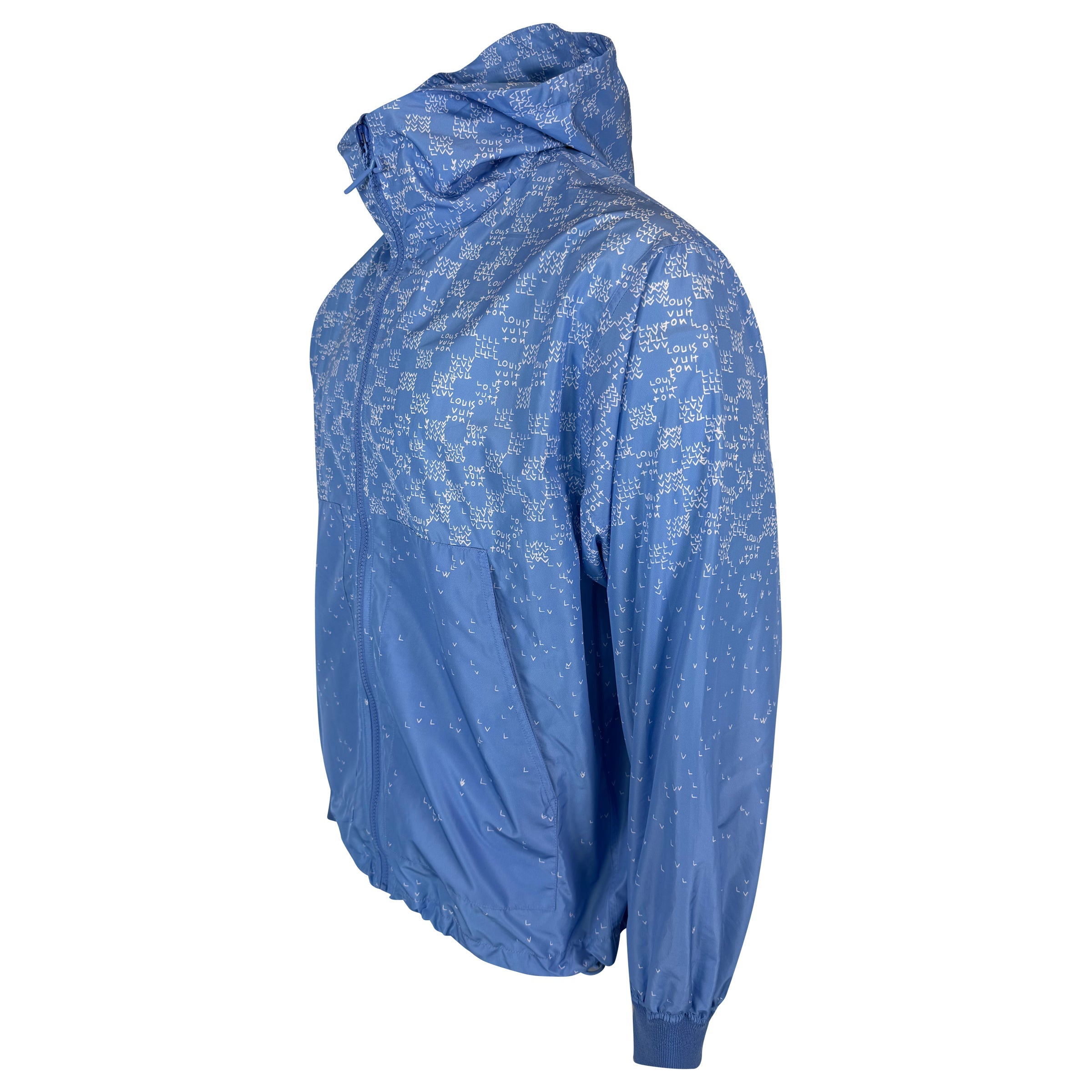 LOUIS VUITTON LIGHT BLUE LV SPREAD WINDBREAKER - XL | PRE OWNED - Affluent ArchivesUsed HIGH END DESIGNER CLOTHING