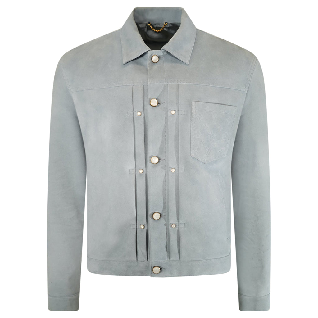 LOUIS VUITTON LIGHT BLUE SUEDE JACKET - Affluent ArchivesUsed HIGH END DESIGNER CLOTHING