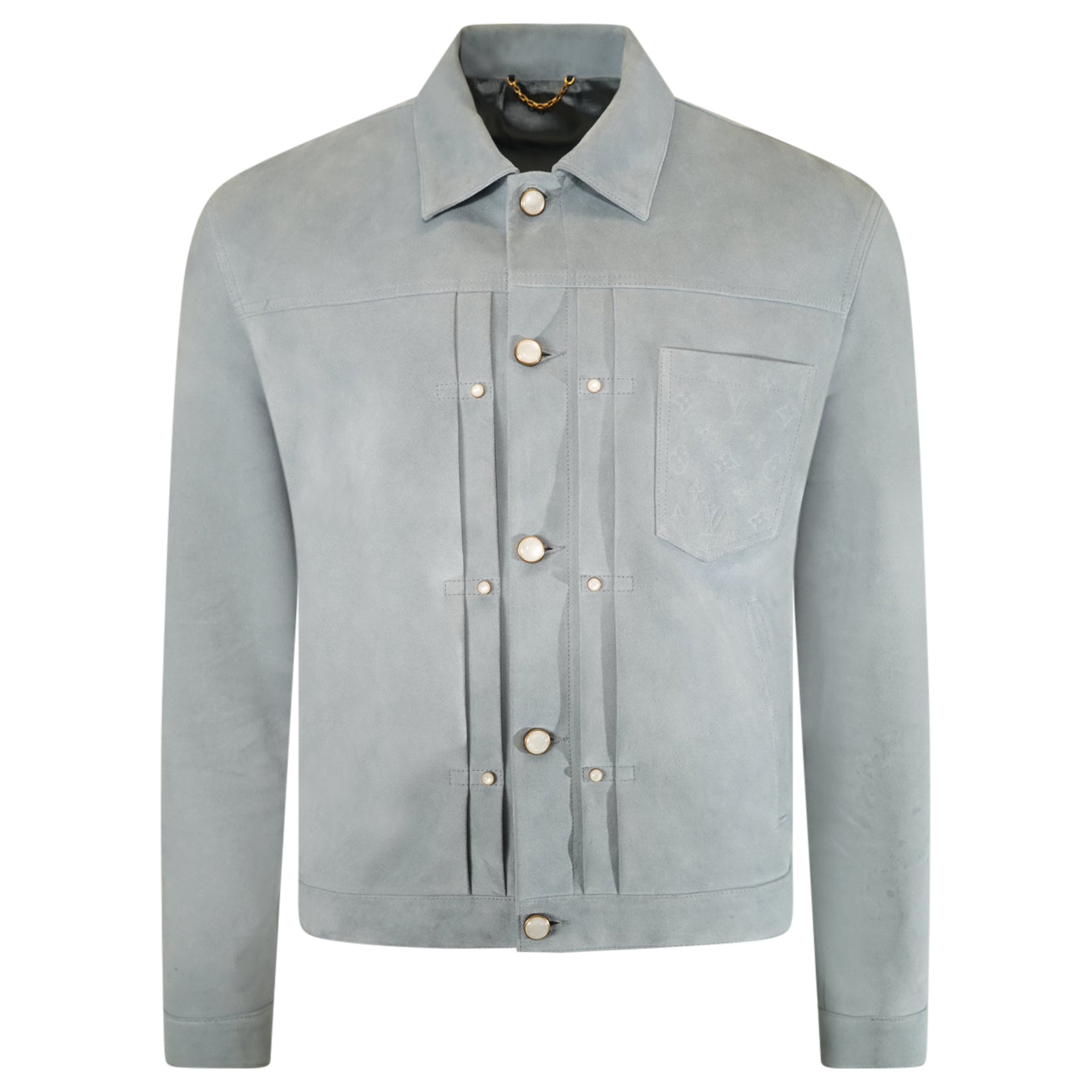 LOUIS VUITTON LIGHT BLUE SUEDE JACKET - Affluent ArchivesUsed HIGH END DESIGNER CLOTHING