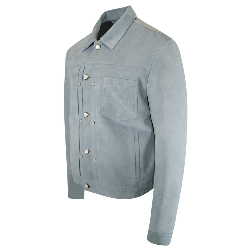 LOUIS VUITTON LIGHT BLUE SUEDE JACKET - Affluent ArchivesUsed HIGH END DESIGNER CLOTHING