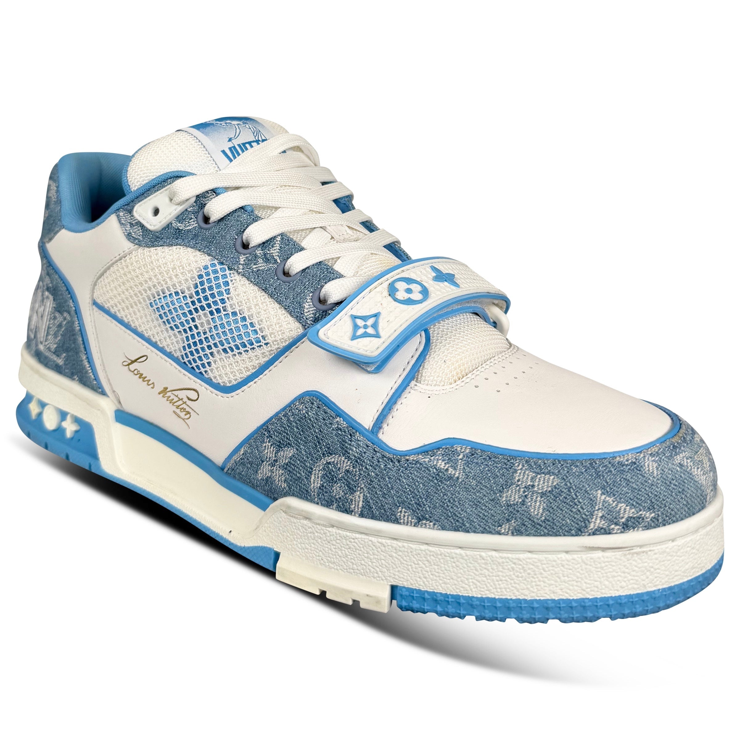 LOUIS VUITTON LIGHT BLUE TRAINER - UK 10 (Fit 11) | PRE OWNED - Affluent ArchivesUsed HIGH END DESIGNER CLOTHING