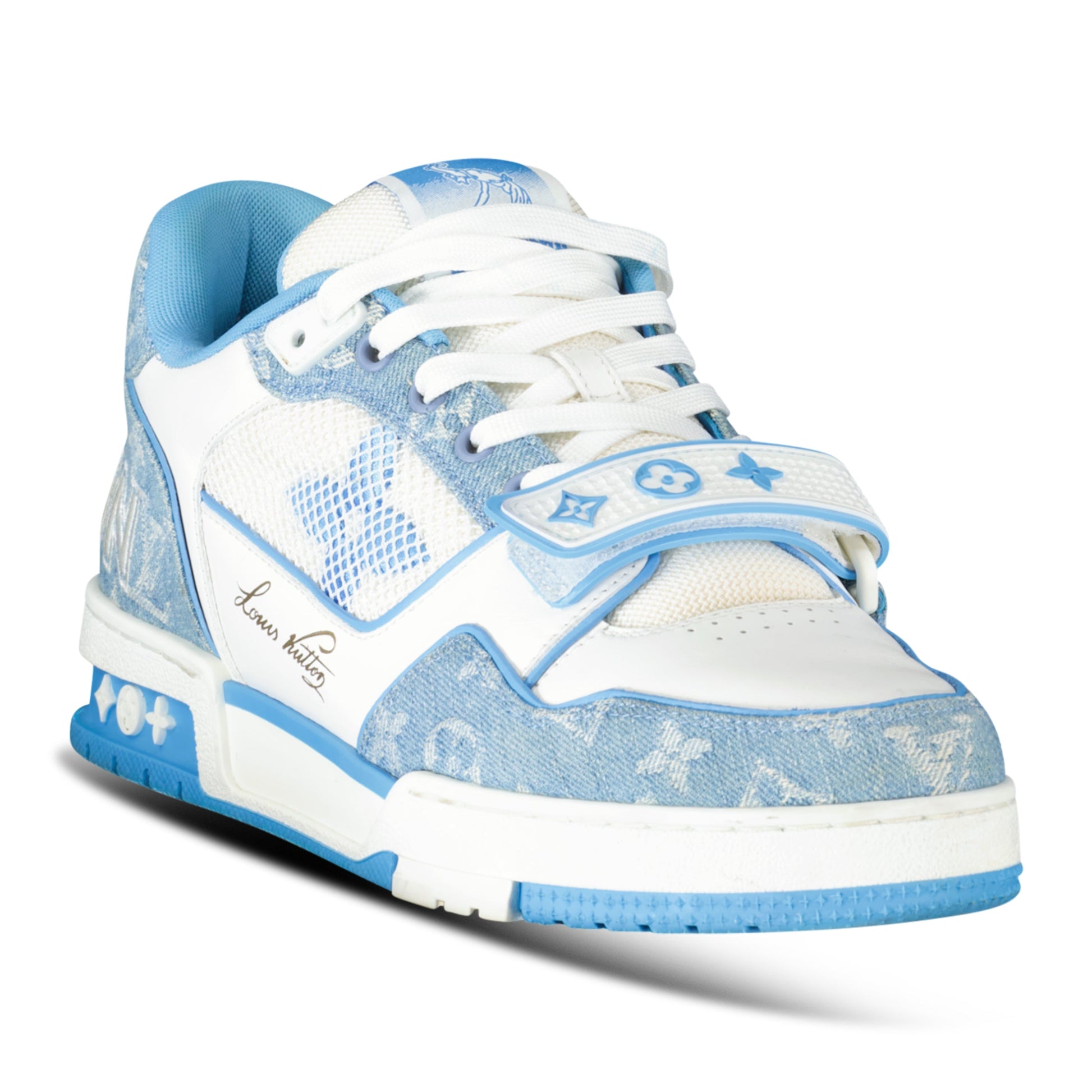 LOUIS VUITTON LIGHT BLUE TRAINER - UK 7.5 (Fit 8.5) - Affluent ArchivesUsed HIGH END DESIGNER CLOTHING