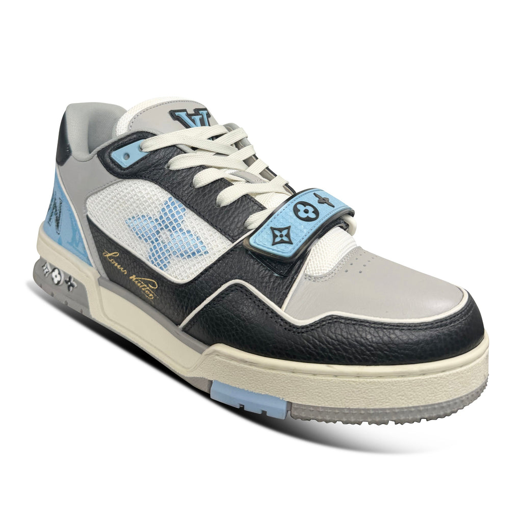 LOUIS VUITTON LV LIGHT BLUE / BLACK GREY SNEAKER - UK 7.5 (Fits 8.5) - Affluent ArchivesUsed HIGH END DESIGNER CLOTHING