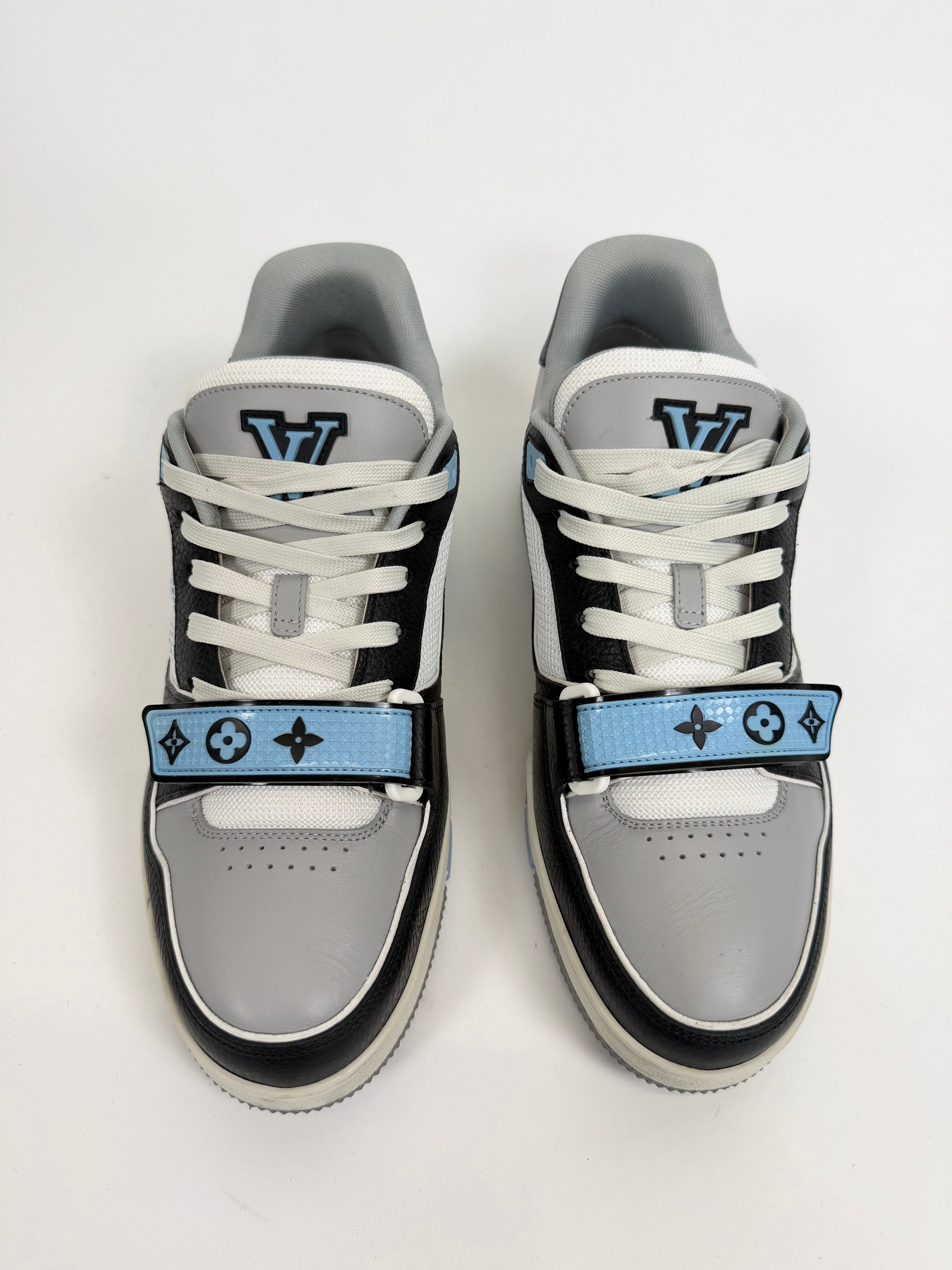 LOUIS VUITTON LV LIGHT BLUE / BLACK GREY SNEAKER - UK 7.5 (Fits 8.5) - Affluent ArchivesUsed HIGH END DESIGNER CLOTHING