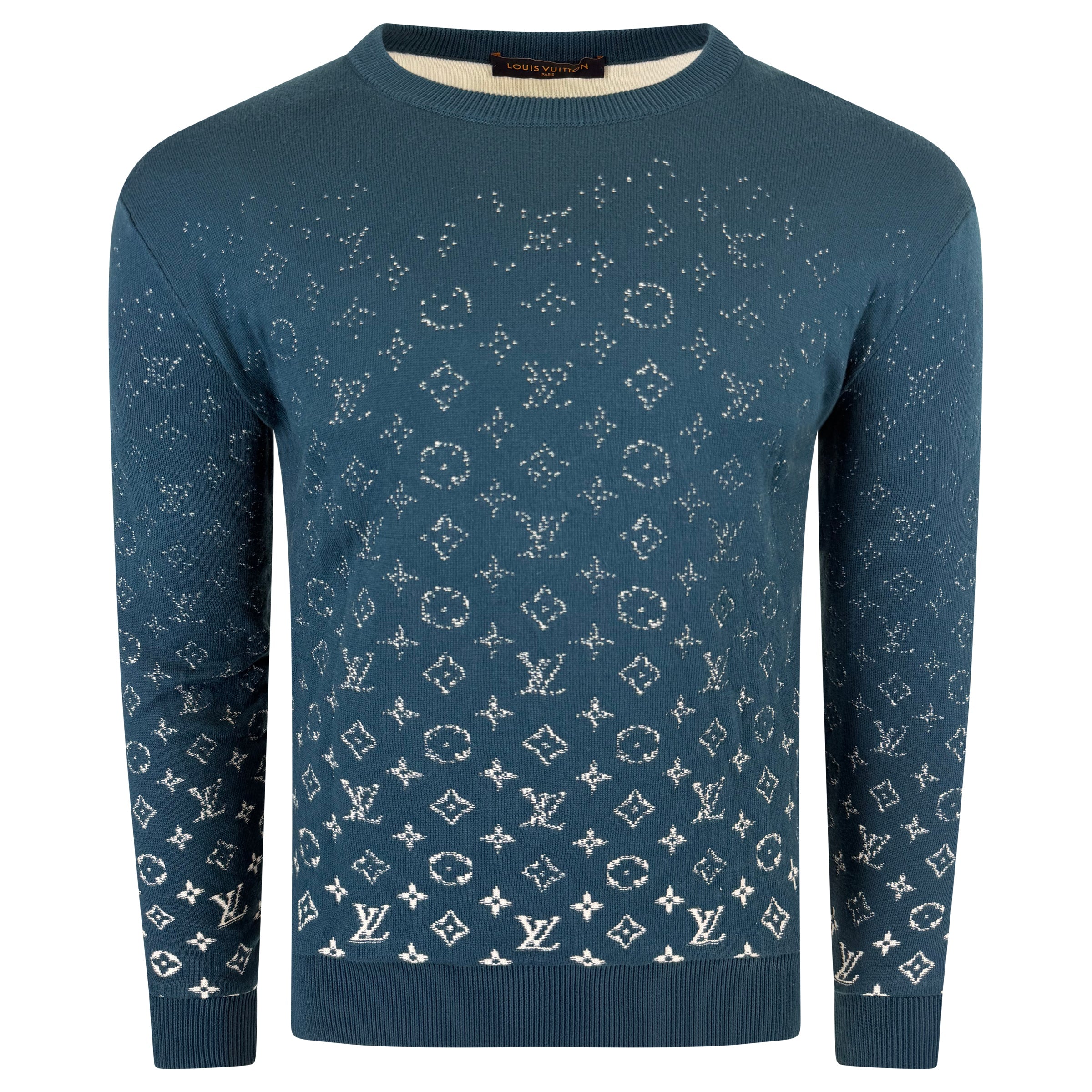 LOUIS VUITTON MONOGRAM SWEATSHIRT TURQOISE - SMALL | PRE OWNED - Affluent ArchivesUsed HIGH END DESIGNER CLOTHING