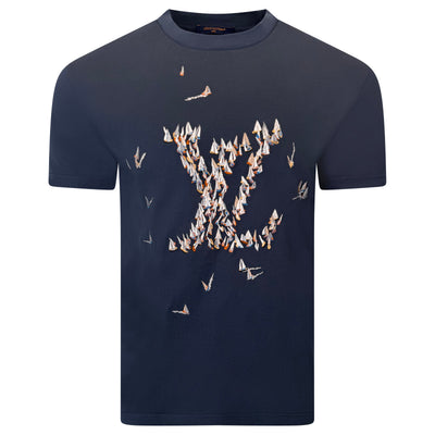 LOUIS VUITTON NAVY BOAT LOGO T SHIRT - MEDIUM | PRE OWNED - Affluent ArchivesUsed HIGH END DESIGNER CLOTHING