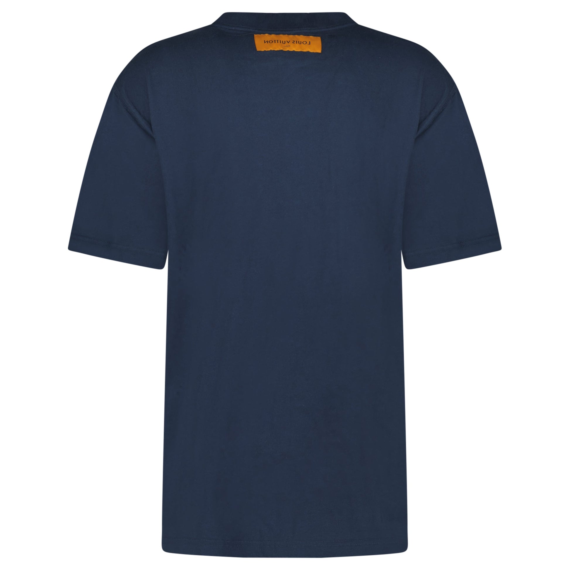 LOUIS VUITTON NAVY EMBOSSED T SHIRT - LARGE - Affluent ArchivesUsed HIGH END DESIGNER CLOTHING