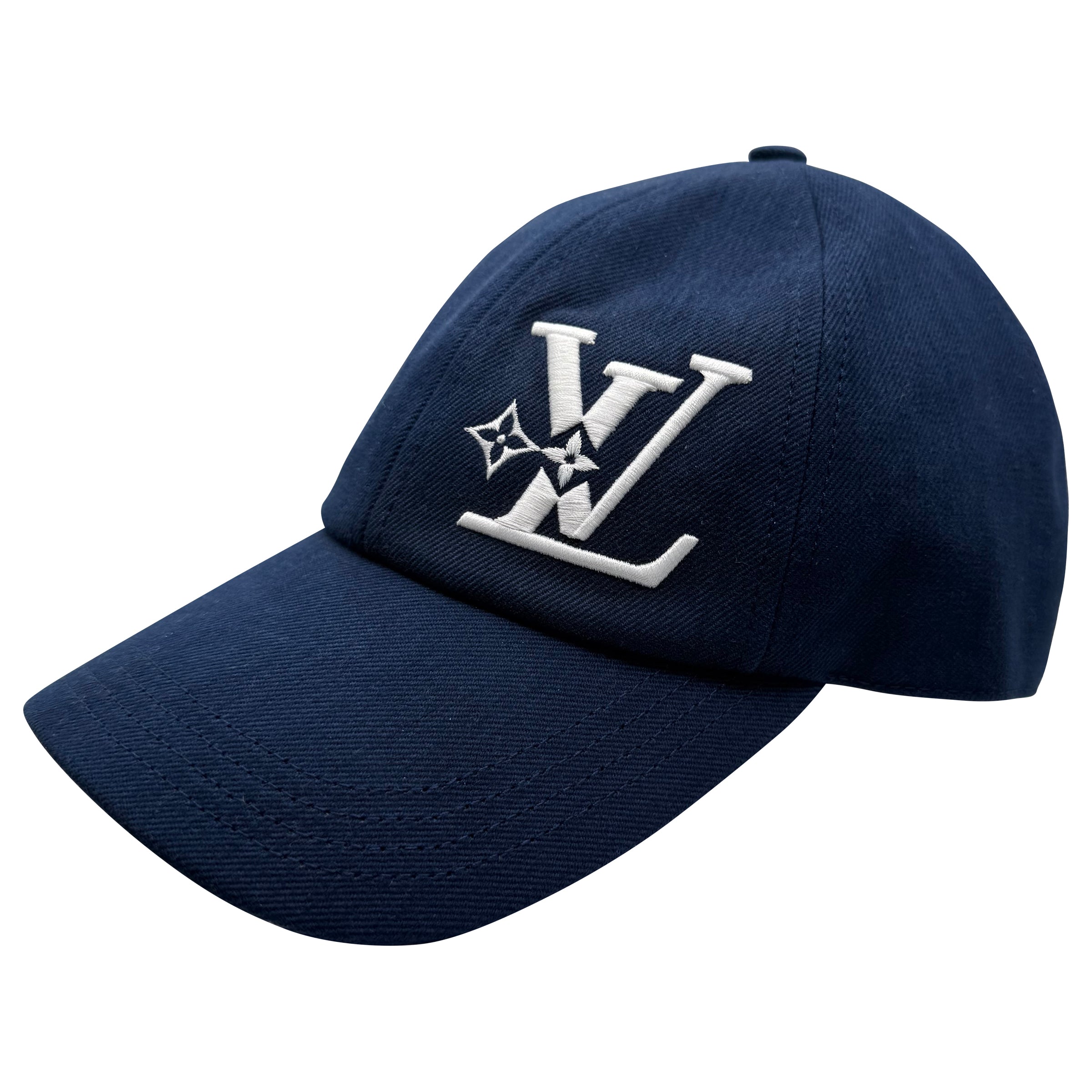 LOUIS VUITTON NAVY LV LOGO CAP - Affluent ArchivesUsed HIGH END DESIGNER CLOTHING