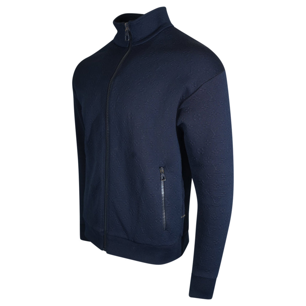 LOUIS VUITTON NAVY MONOGRAM FLEECE JACKET - MEDIUM (Fits Large) | PRE OWNED - Affluent ArchivesUsed HIGH END DESIGNER CLOTHING