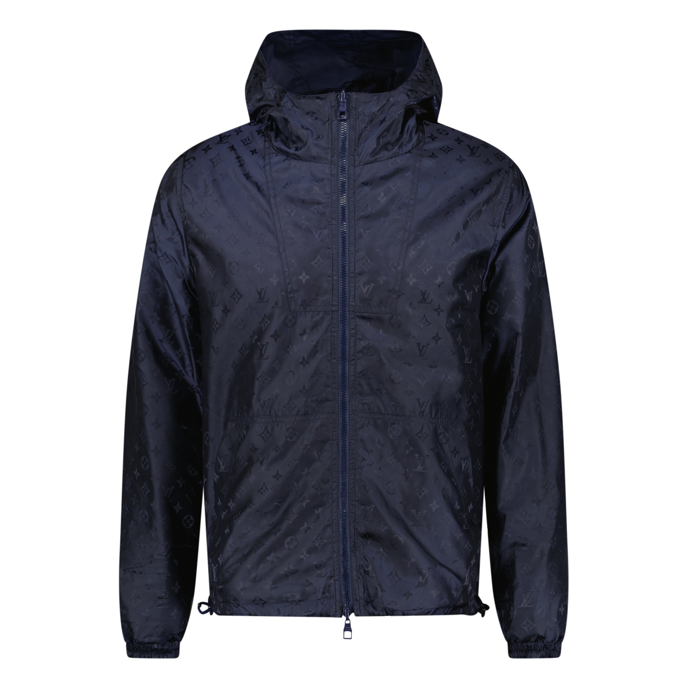 LOUIS VUITTON NAVY MONOGRAM REVERSIBLE JACKET - 50 (L) - Affluent ArchivesUsed HIGH END DESIGNER CLOTHING