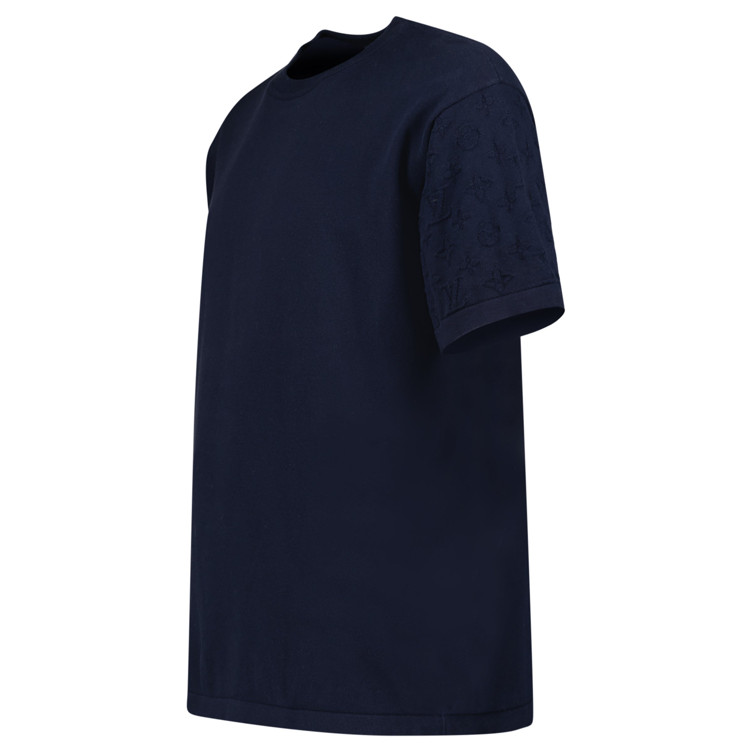 LOUIS VUITTON NAVY MONOGRAM T SHIRT - LARGE (Fits Medium) - Affluent ArchivesUsed HIGH END DESIGNER CLOTHING