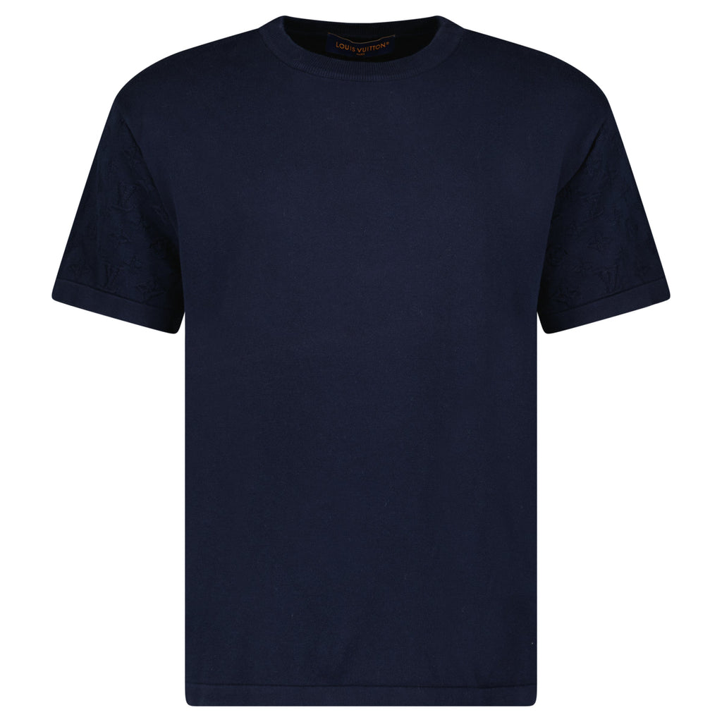 LOUIS VUITTON NAVY MONOGRAM T SHIRT - LARGE (Fits Medium) - Affluent ArchivesUsed HIGH END DESIGNER CLOTHING