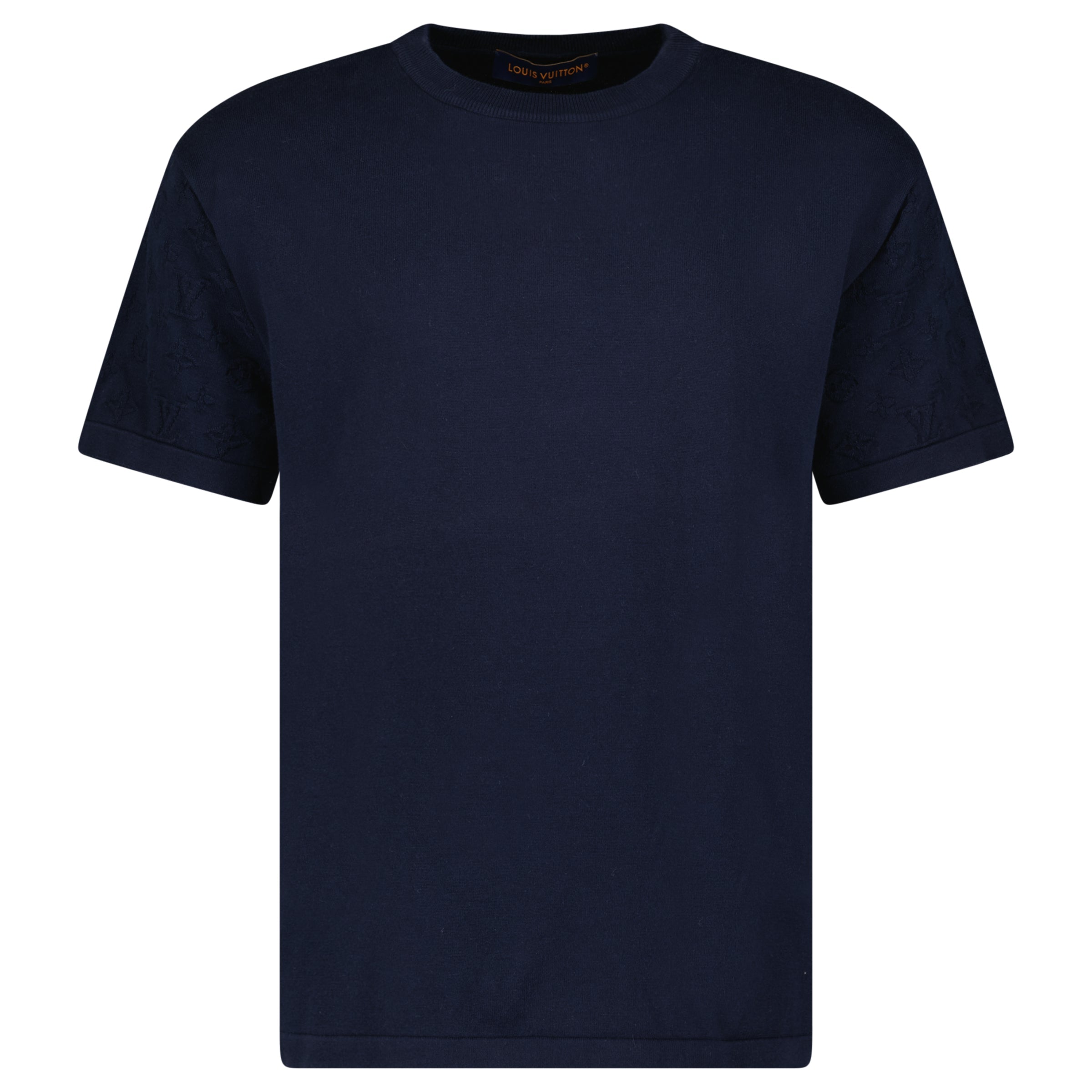 LOUIS VUITTON NAVY MONOGRAM T SHIRT - LARGE (Fits Medium) - Affluent ArchivesUsed HIGH END DESIGNER CLOTHING