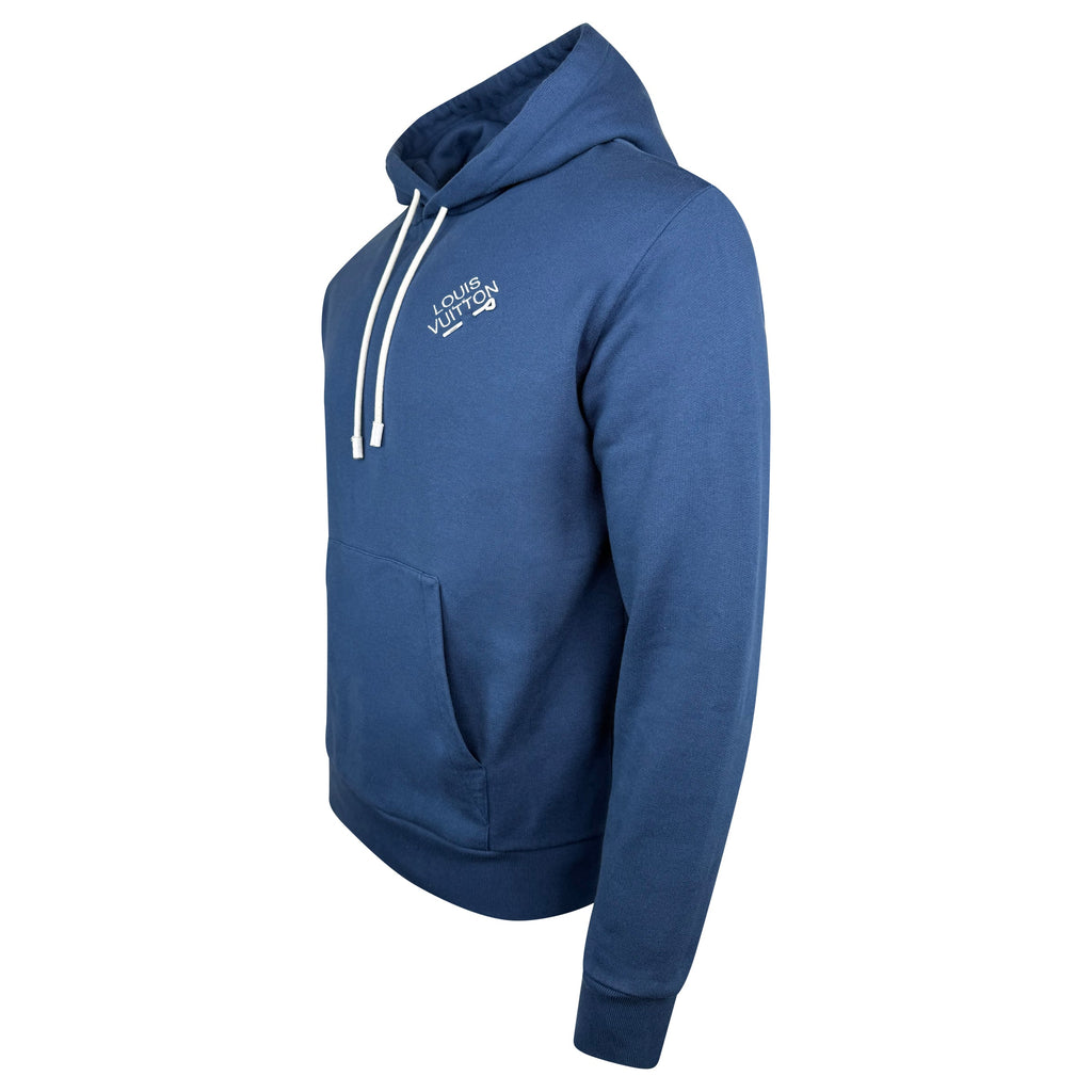 LOUIS VUITTON NAVY SIGNATURE HOODIE - MEDIUM (Fits M/L) - Affluent ArchivesUsed HIGH END DESIGNER CLOTHING