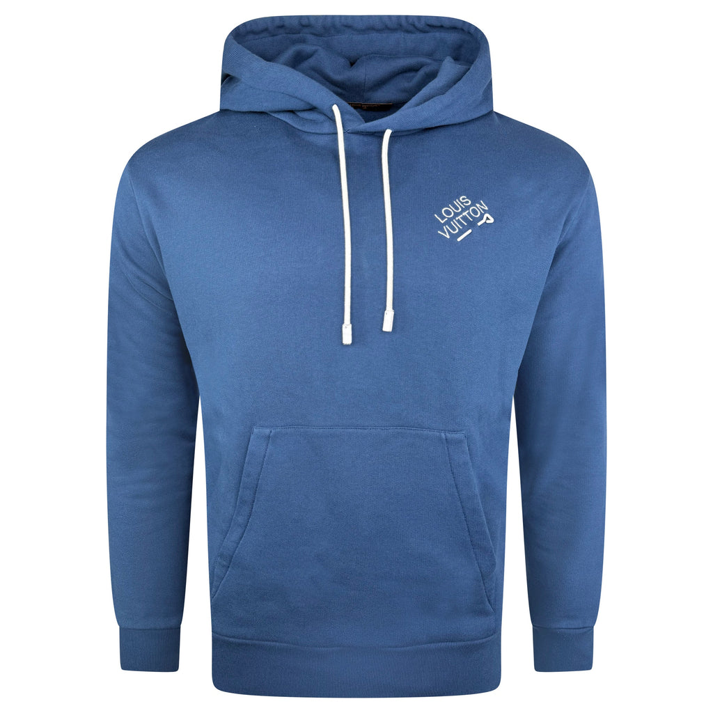 LOUIS VUITTON NAVY SIGNATURE HOODIE - MEDIUM (Fits M/L) - Affluent ArchivesUsed HIGH END DESIGNER CLOTHING