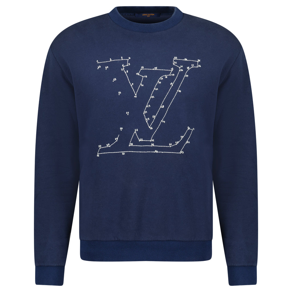 LOUIS VUITTON NAVY SWEATSHIRT - SMALL (Fits Medium) - Affluent ArchivesUsed HIGH END DESIGNER CLOTHING