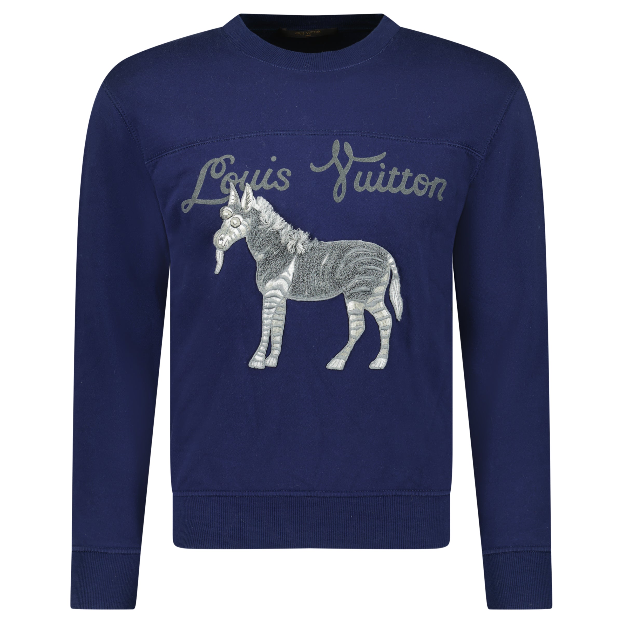 LOUIS VUITTON NAVY SWEATSHIRT - SMALL (Fits XS) - Affluent ArchivesUsed HIGH END DESIGNER CLOTHING