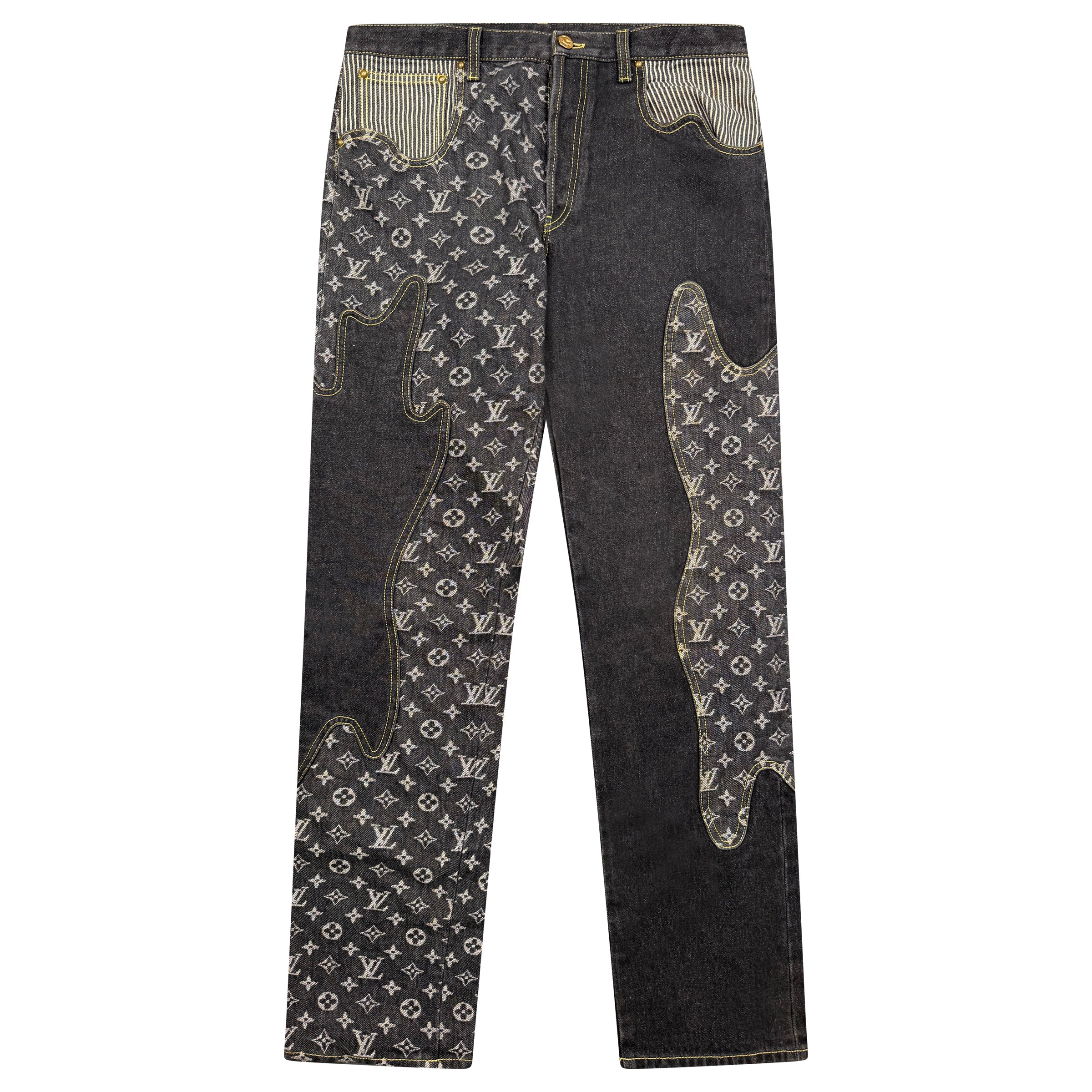 LOUIS VUITTON NIGO CRAZY MONOGRAM JEANS - 30W/32 (Fits 32W) - Affluent ArchivesUsed HIGH END DESIGNER CLOTHING