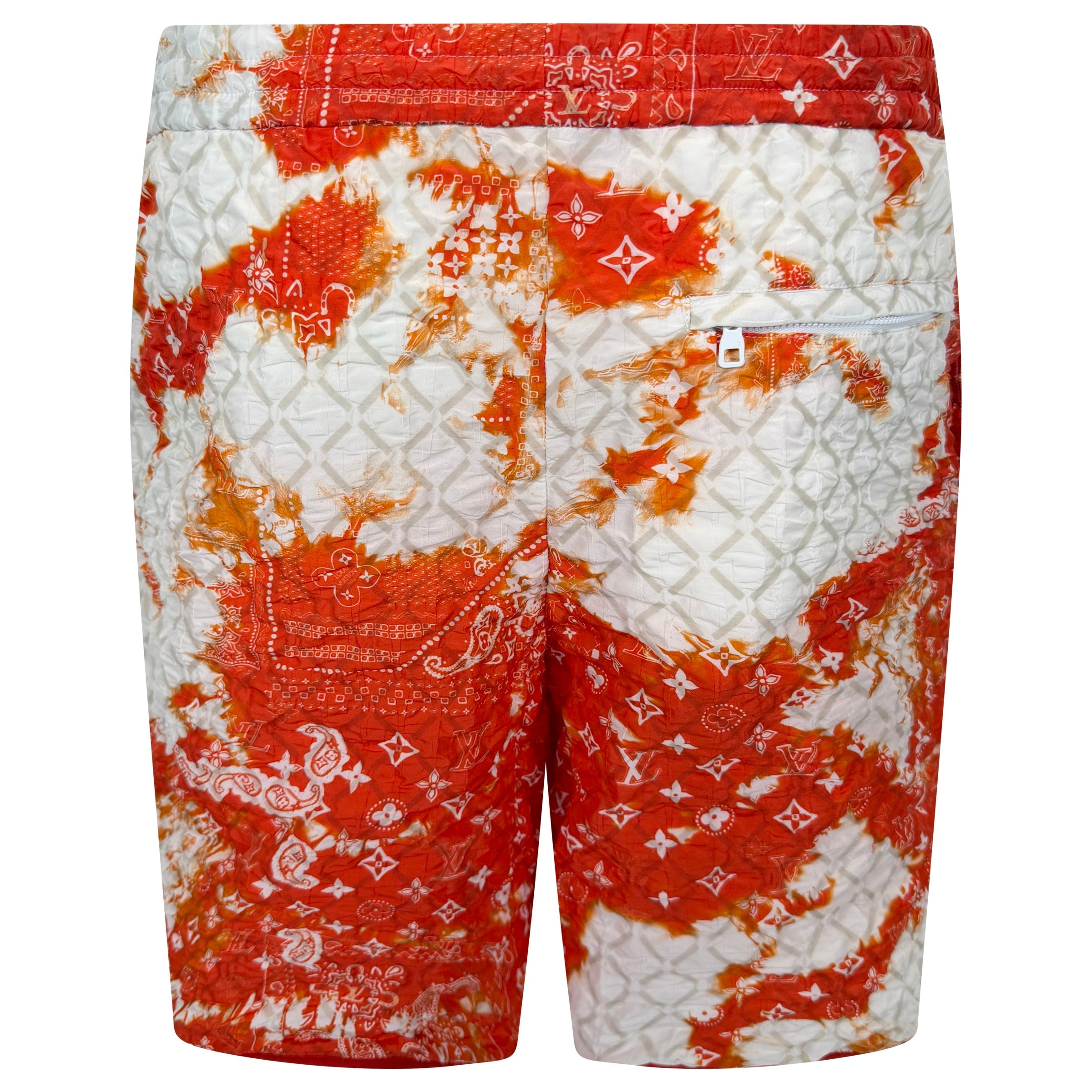 LOUIS VUITTON ORANGE BANDANA SWIM SHORTS - MEDIUM (Fit large) | PRE OWNED - Affluent ArchivesUsed HIGH END DESIGNER CLOTHING