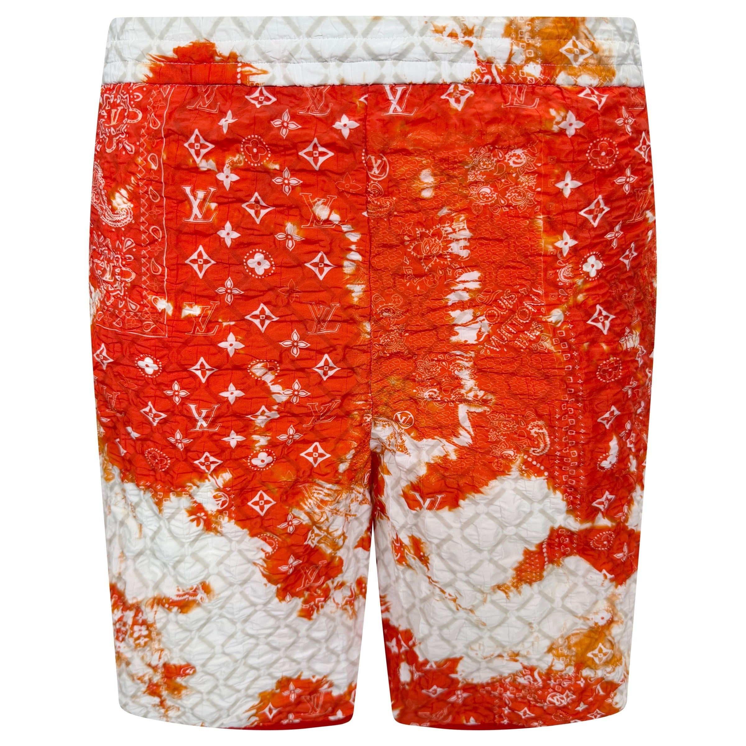 LOUIS VUITTON ORANGE BANDANA SWIM SHORTS - MEDIUM (Fit large) | PRE OWNED - Affluent ArchivesUsed HIGH END DESIGNER CLOTHING