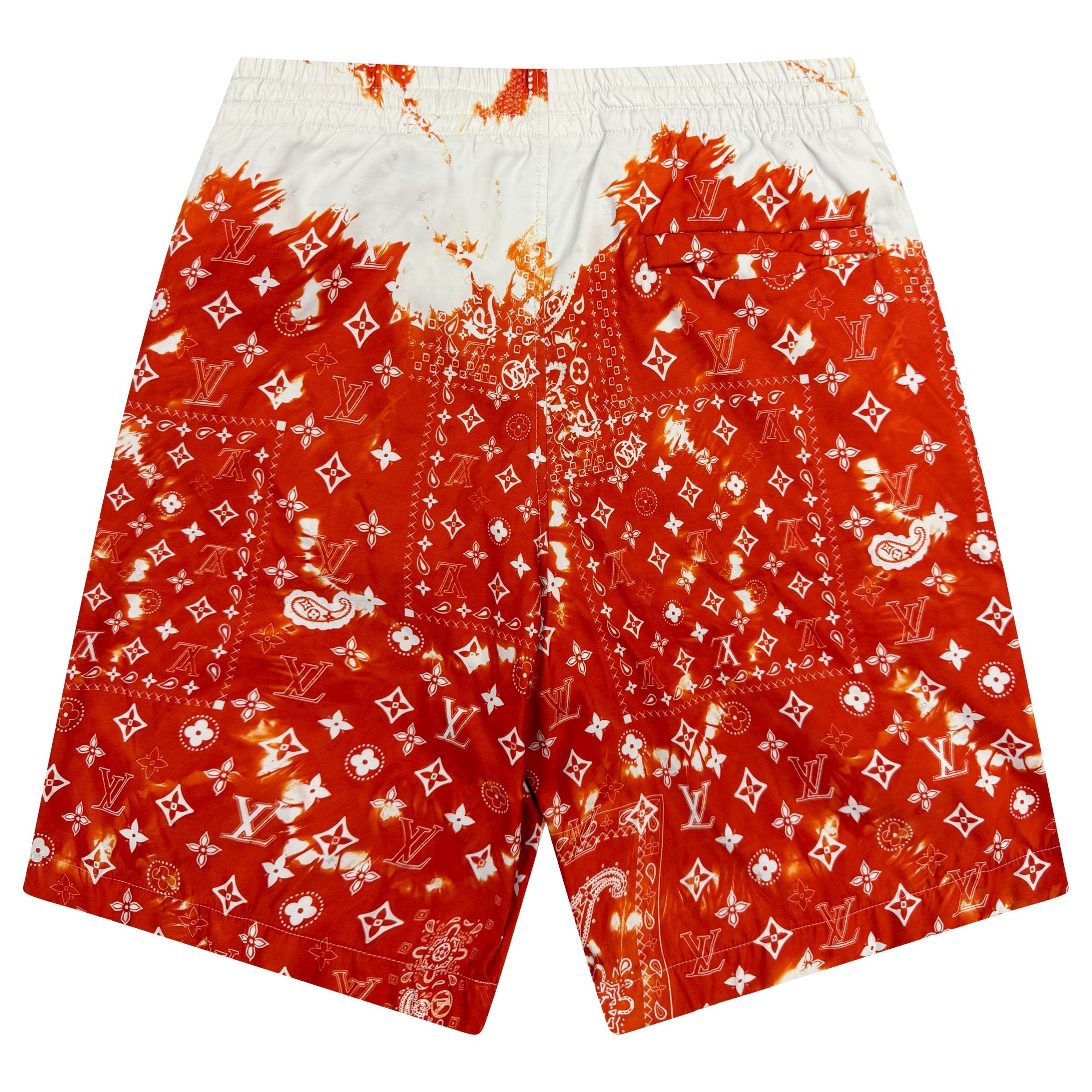 LOUIS VUITTON ORANGE BANDANA SWIM SHORTS - XS - Affluent ArchivesUsed HIGH END DESIGNER CLOTHING