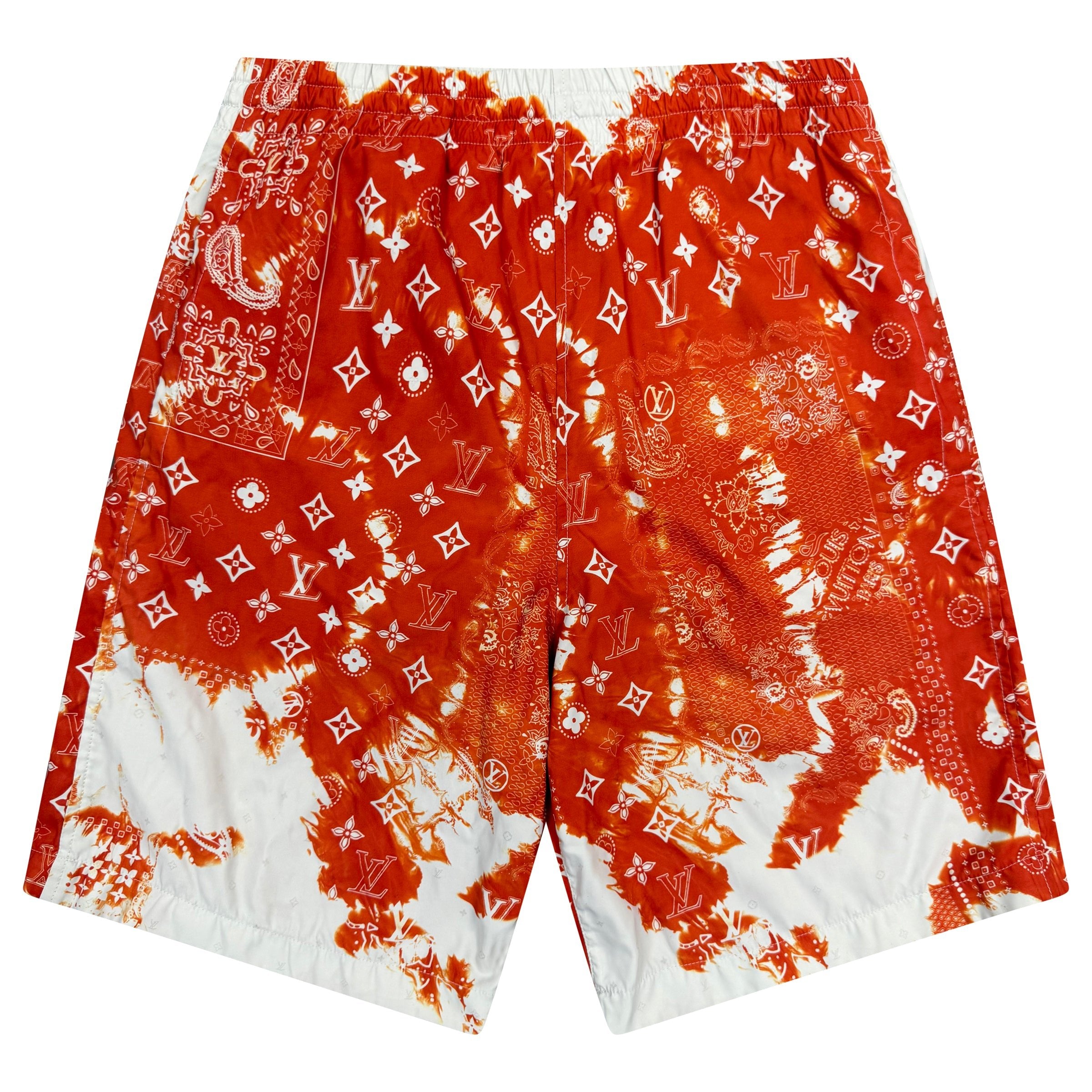 LOUIS VUITTON ORANGE BANDANA SWIM SHORTS - XS - Affluent ArchivesUsed HIGH END DESIGNER CLOTHING