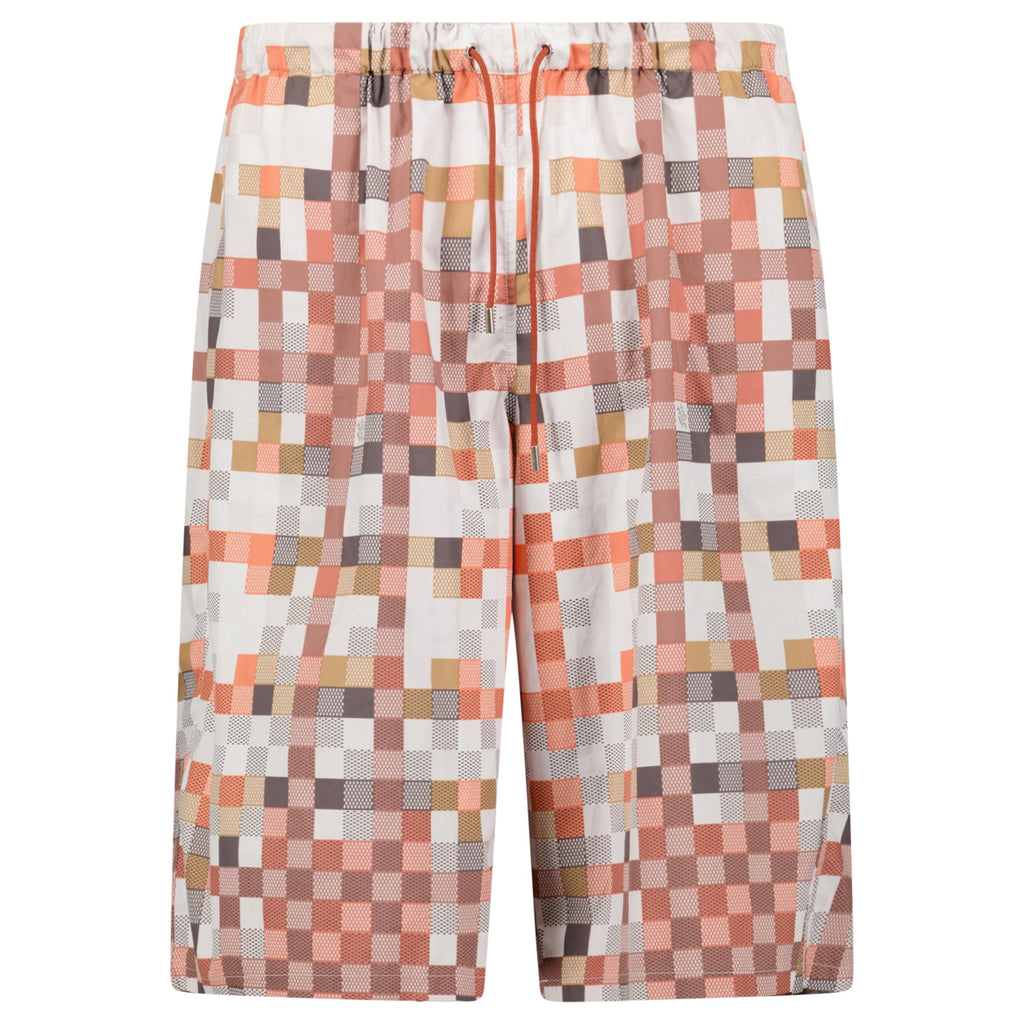 LOUIS VUITTON ORANGE / WHITE DAMIER SWIM SHORTS - XL (36W) - Affluent ArchivesUsed HIGH END DESIGNER CLOTHING