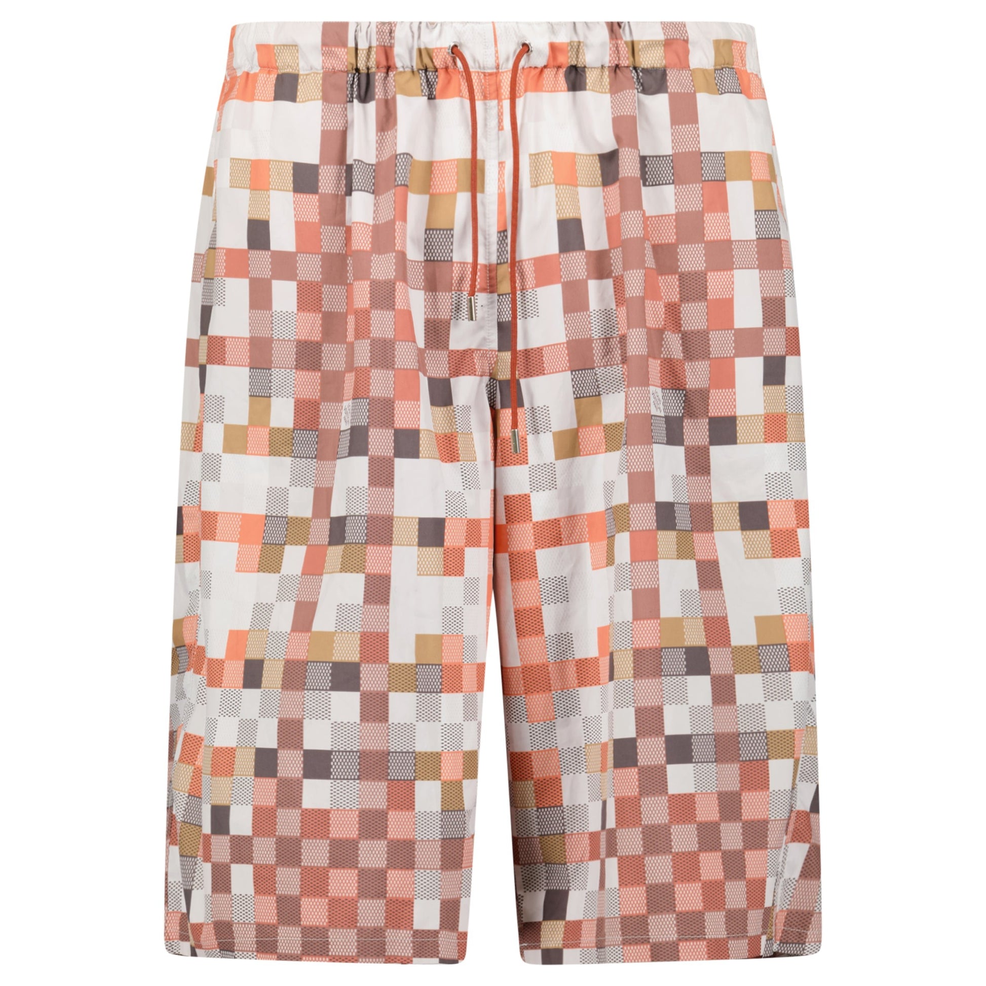 LOUIS VUITTON ORANGE / WHITE DAMIER SWIM SHORTS - XL (36W) - Affluent ArchivesUsed HIGH END DESIGNER CLOTHING