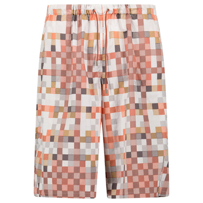 LOUIS VUITTON ORANGE / WHITE DAMIER SWIM SHORTS - XL (36W) - Affluent ArchivesUsed HIGH END DESIGNER CLOTHING