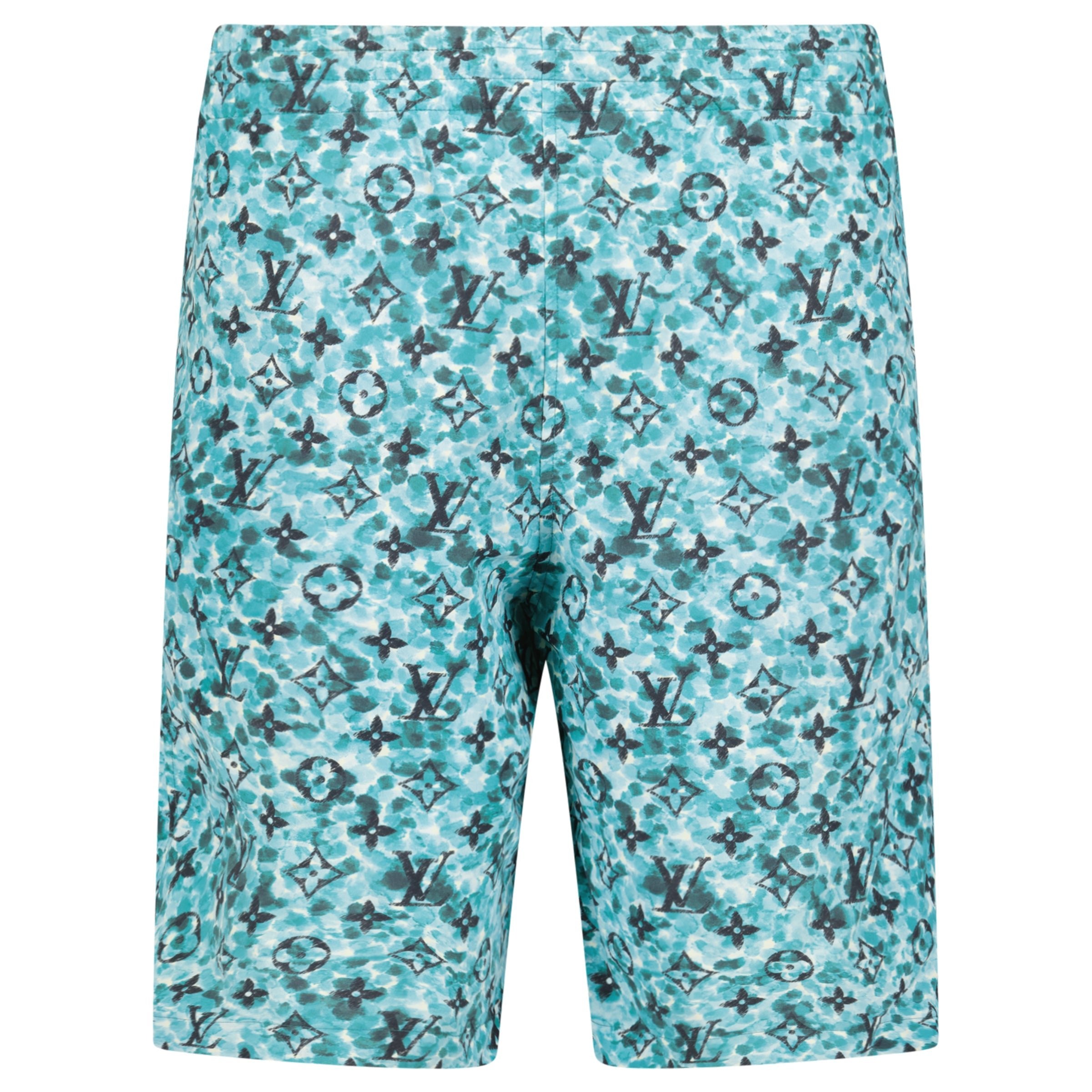 LOUIS VUITTON POINTILLISM BLUE MONOGRAM SWIM SHORTS- MEDIUM | PRE OWNED - Affluent ArchivesUsed HIGH END DESIGNER CLOTHING