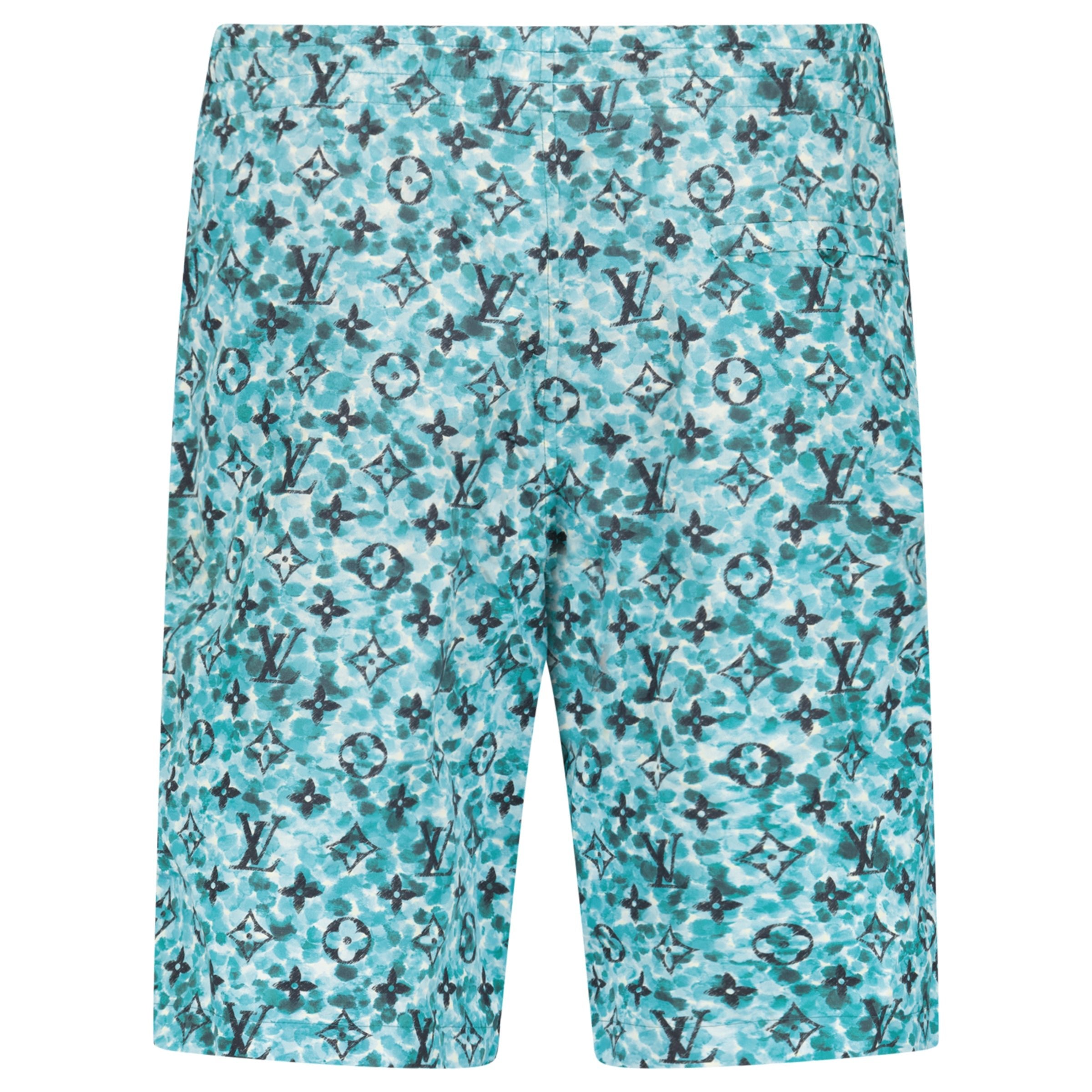LOUIS VUITTON POINTILLISM BLUE MONOGRAM SWIM SHORTS- MEDIUM | PRE OWNED - Affluent ArchivesUsed HIGH END DESIGNER CLOTHING